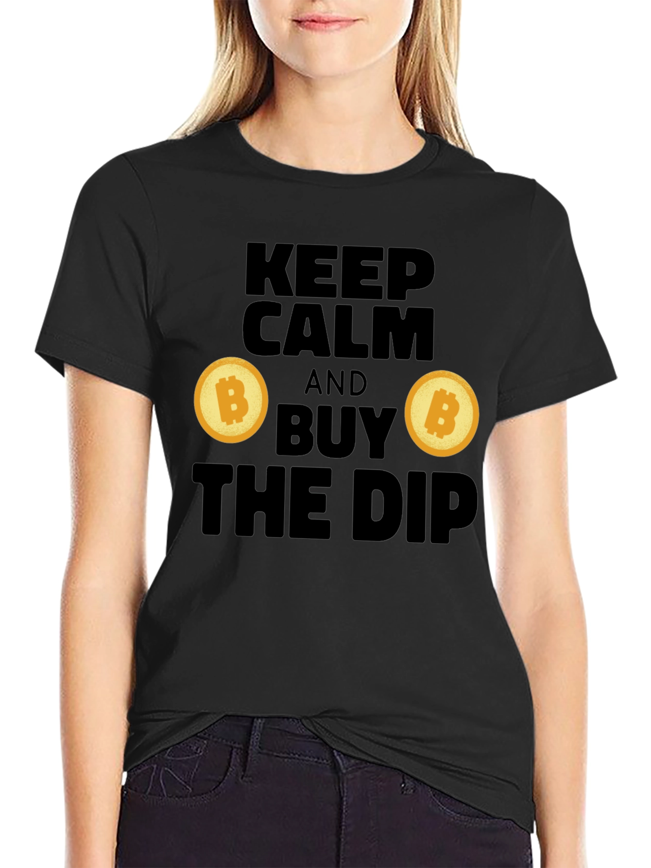 Black Keep Calm and Buy the Dip Crypto T-Shirt view 2