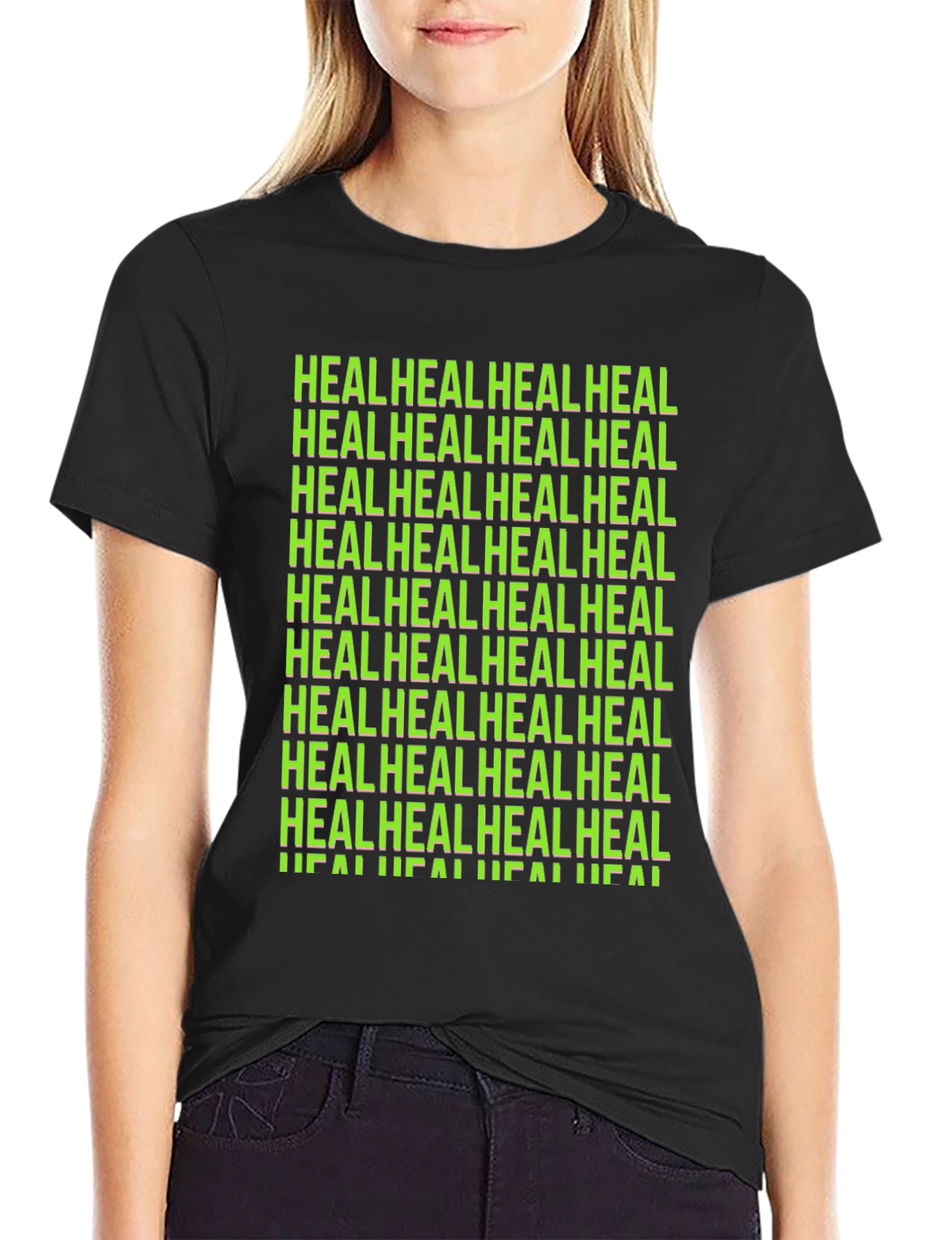 Black Heal Graphic Tee - Black Unisex T-Shirt view 2