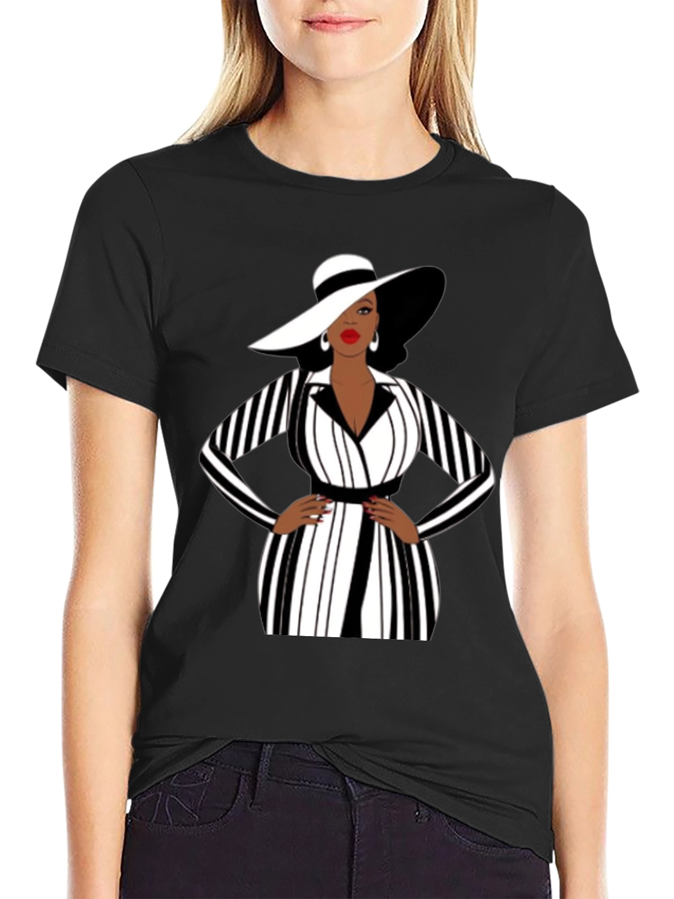 Black Sophisticated Lady Graphic Tee - Black view 2