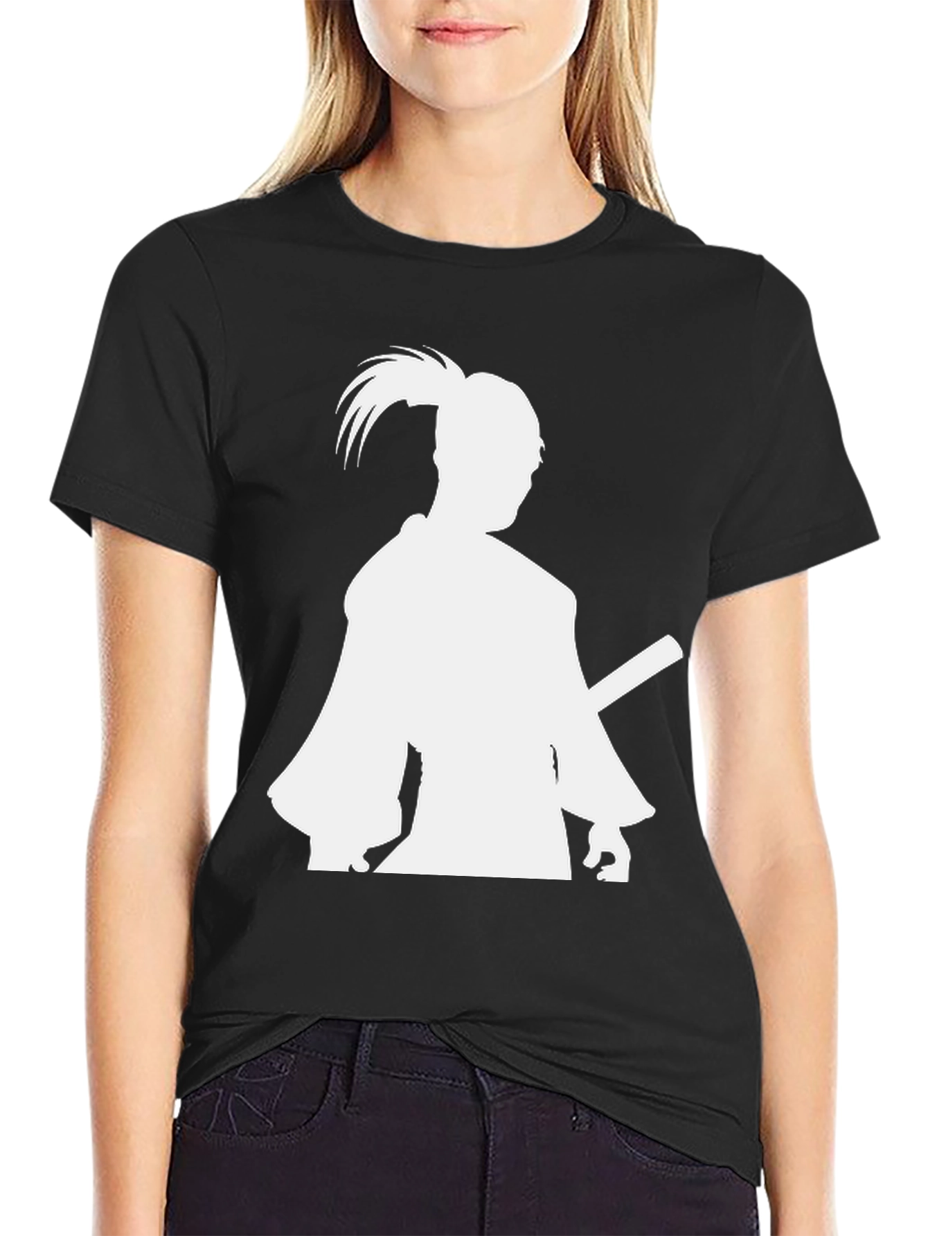 Black Samurai Silhouette T-Shirt - Black view 2