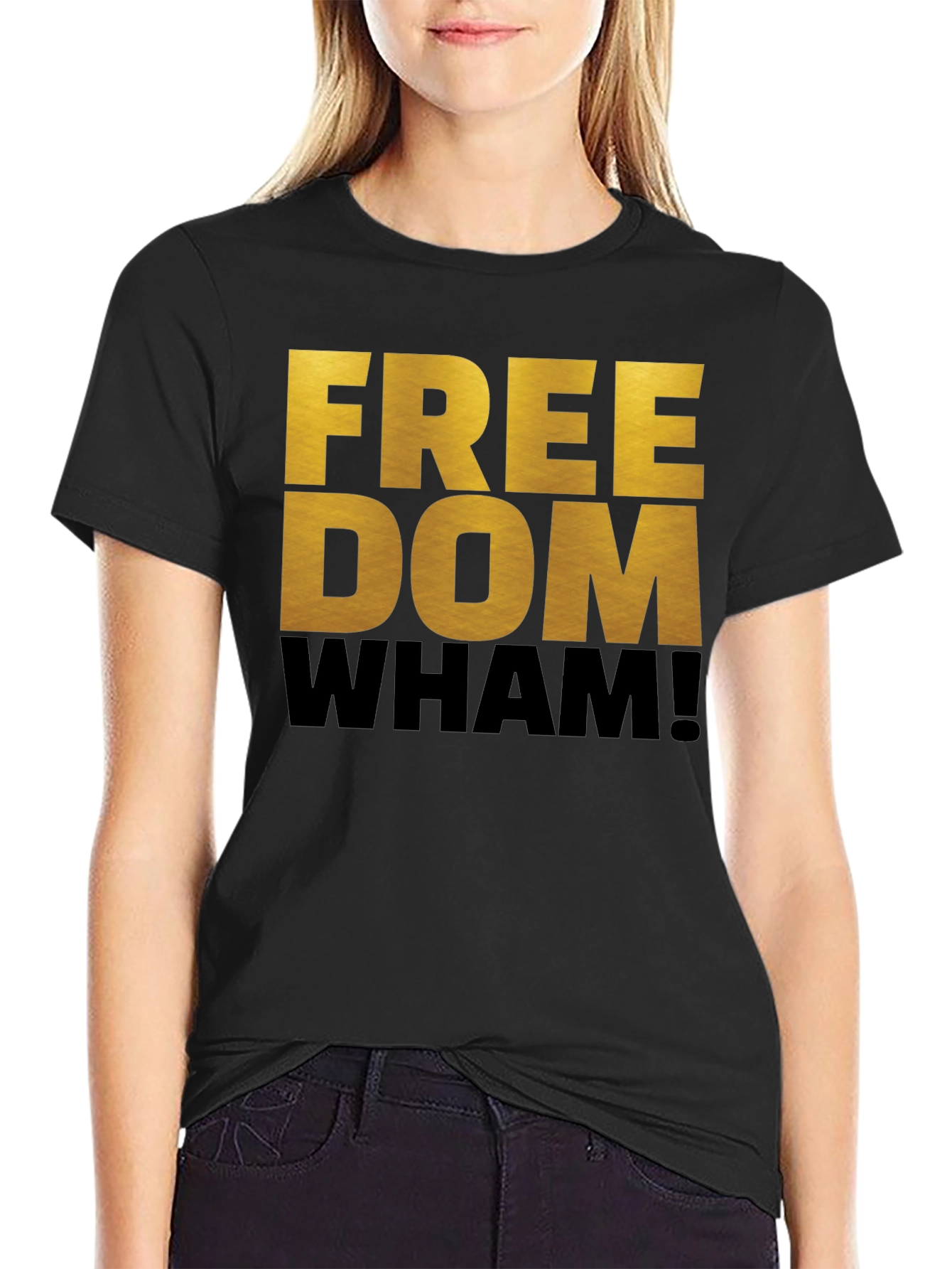 Black Freedom Wham! Graphic T-Shirt - Bold Statement Tee view 2