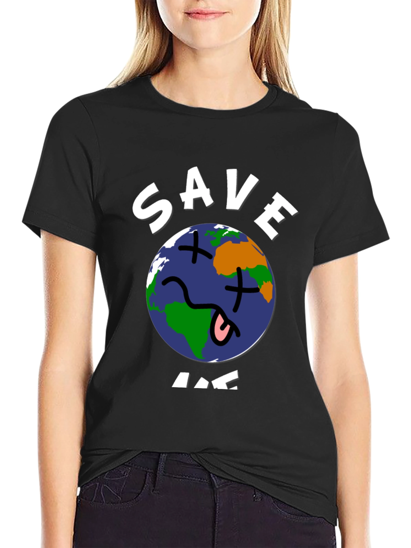 Black Save Me Earth Graphic T-Shirt -  Unisex Black Tee view 2