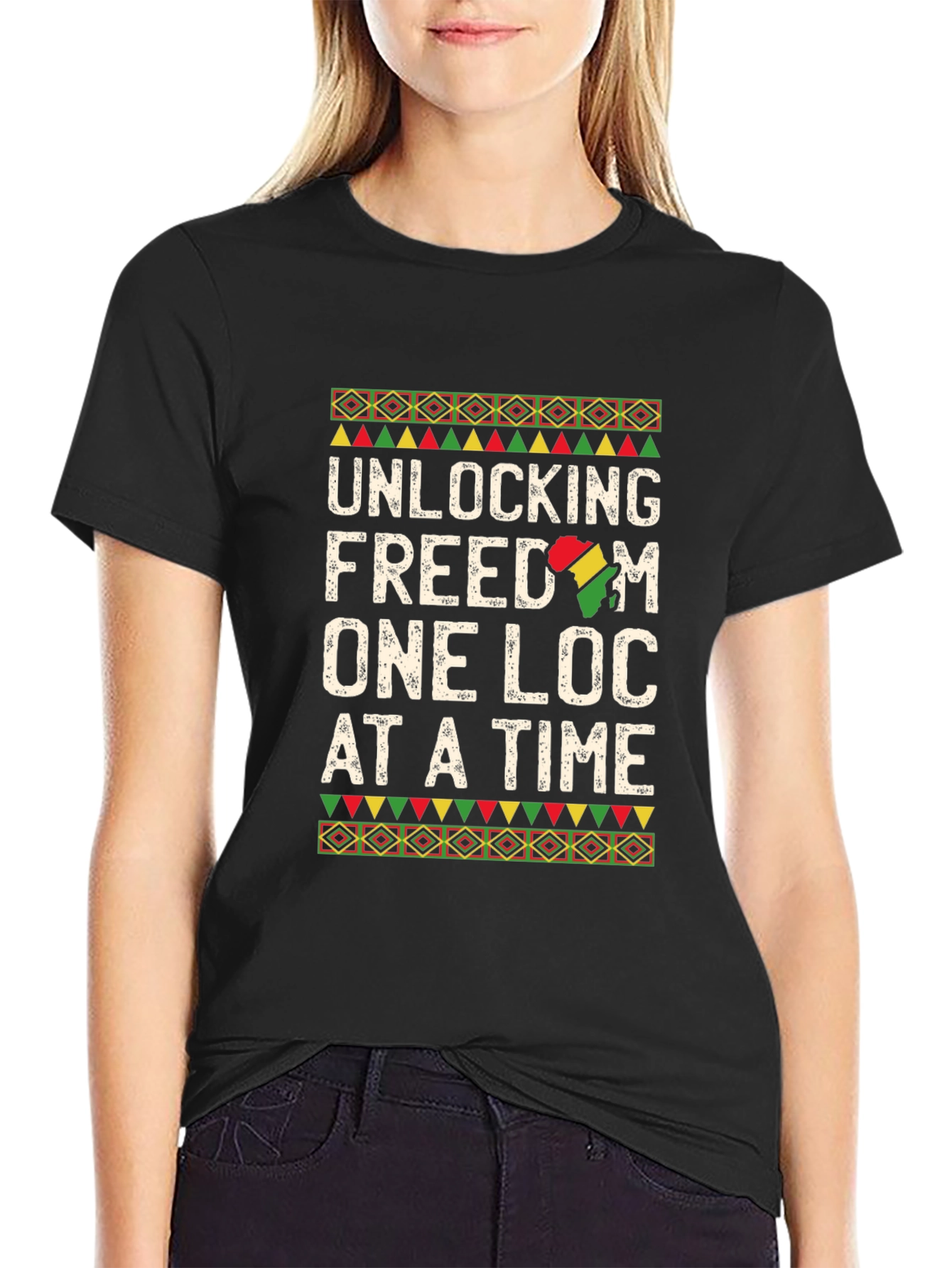Black Unlocking Freedom T-Shirt - One Loc At A Time view 2