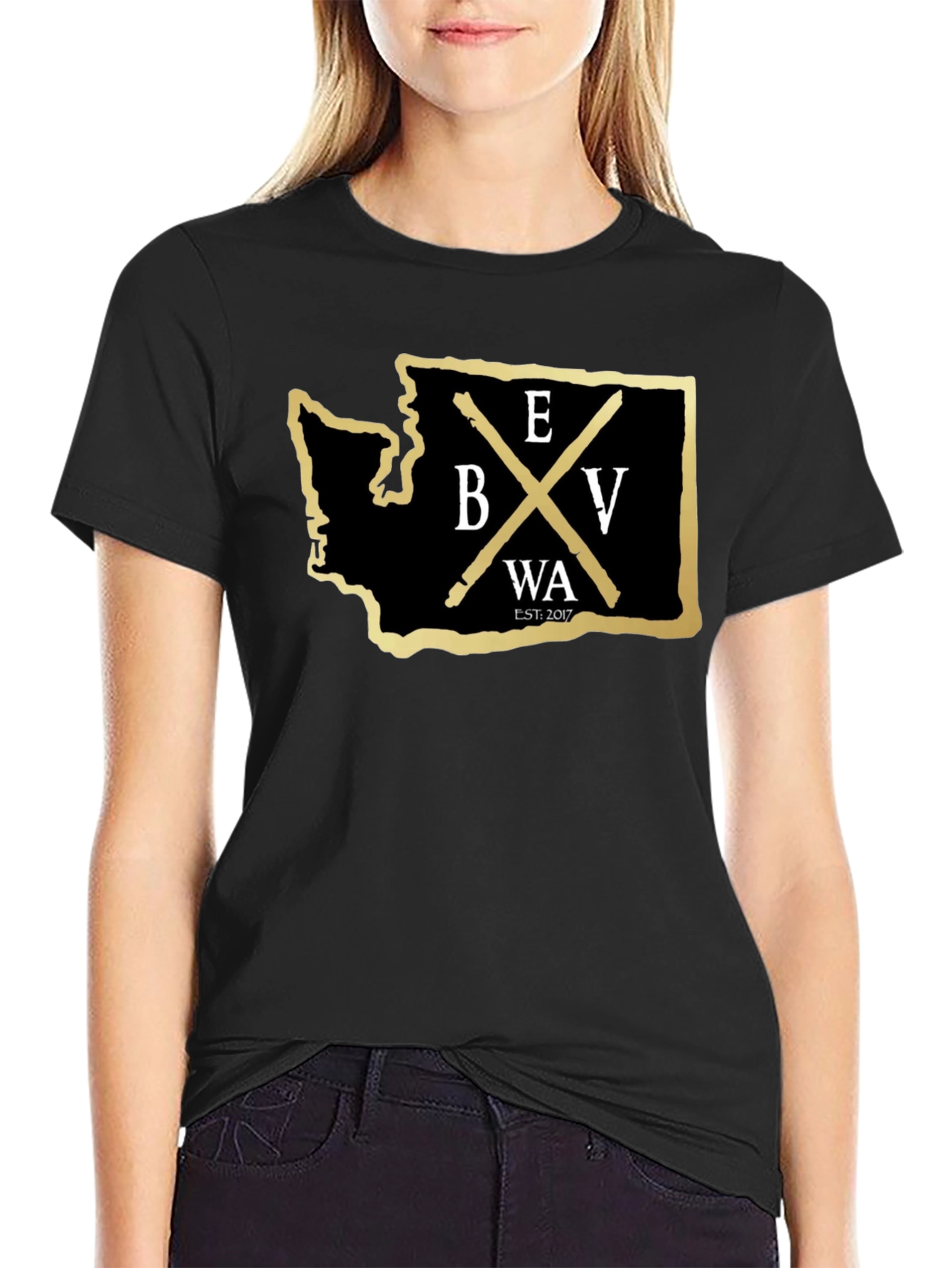Black Washington State BV T-Shirt - Black view 2