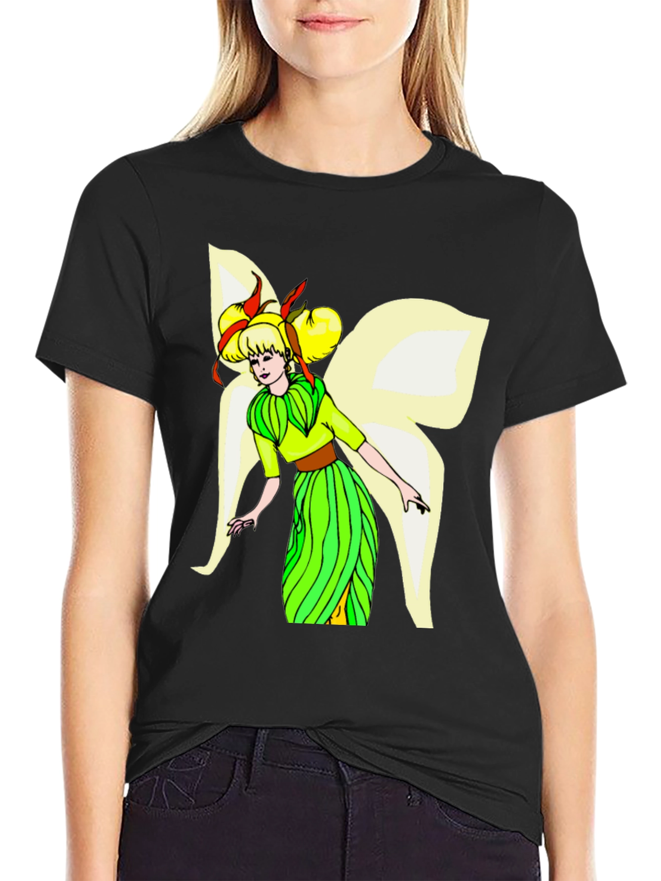 Black Fairy Graphic Black T-Shirt view 2