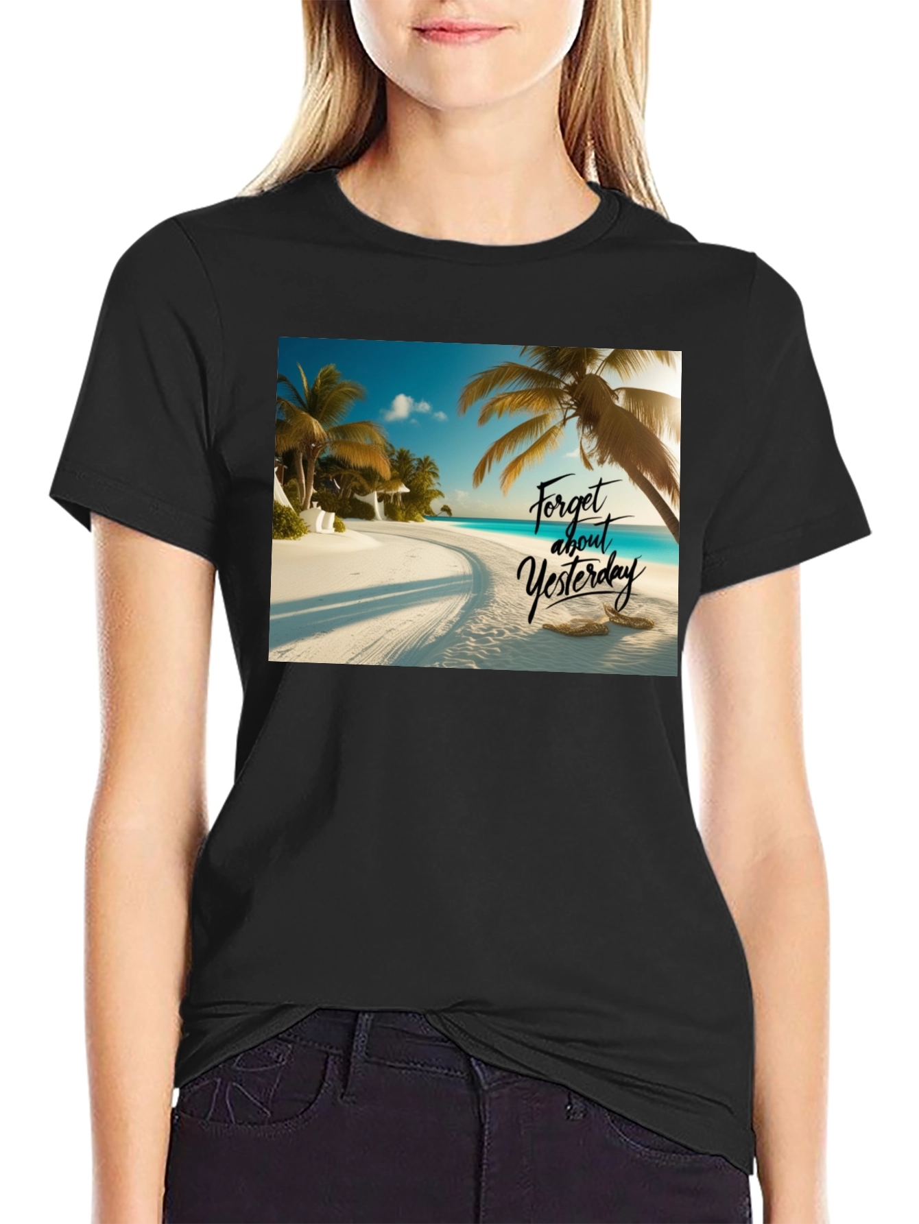 Beach Vibes Black T-Shirt - Forget Yesterday - 2