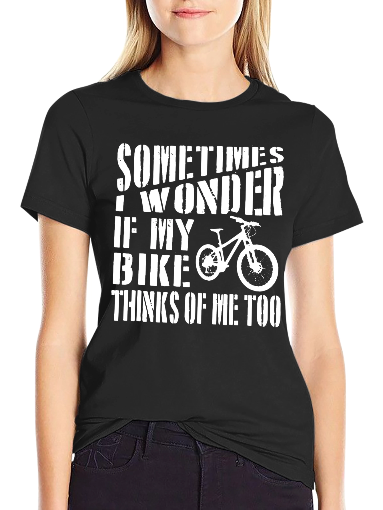 Black Funny Biker T-Shirt - "Sometimes I Wonder..." view 2