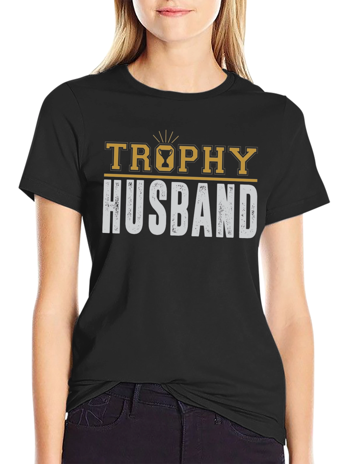 Black Trophy Husband Graphic Tee - Funny Husband Gift view 2
