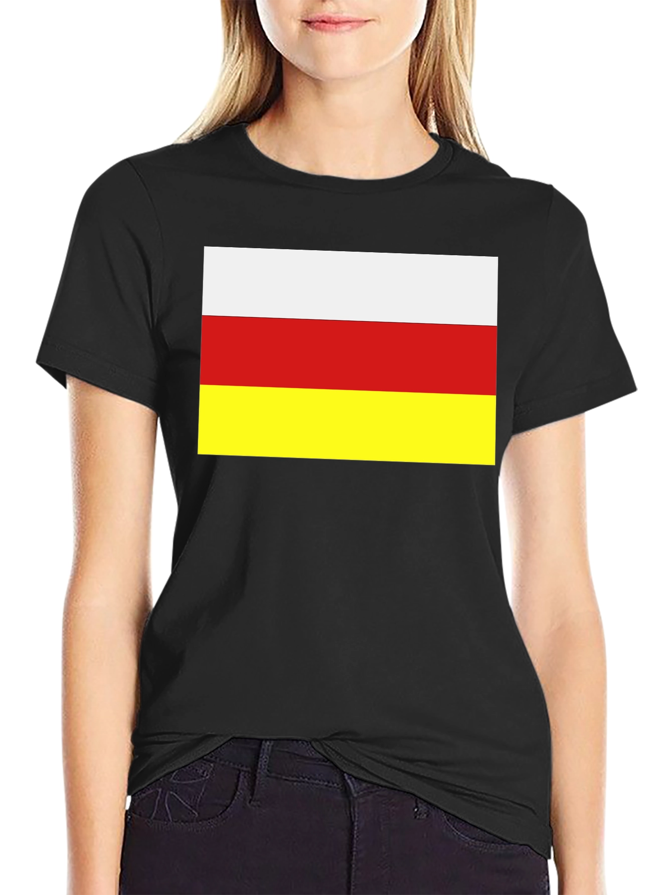 South Ossetia Flag T-Shirt - Black Cotton Tee - 2