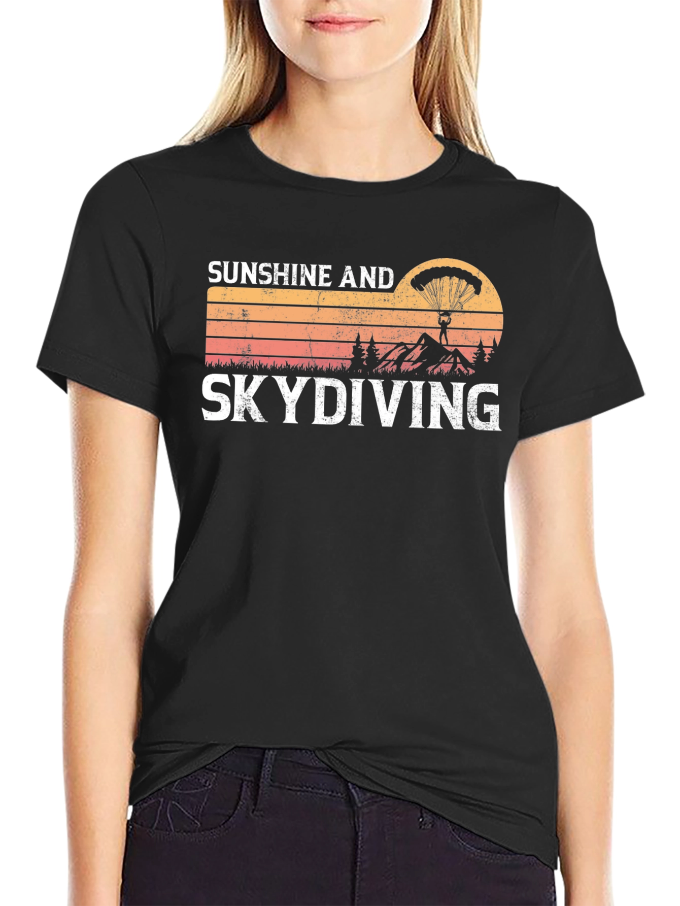 Black Sunshine & Skydiving Graphic Tee view 2