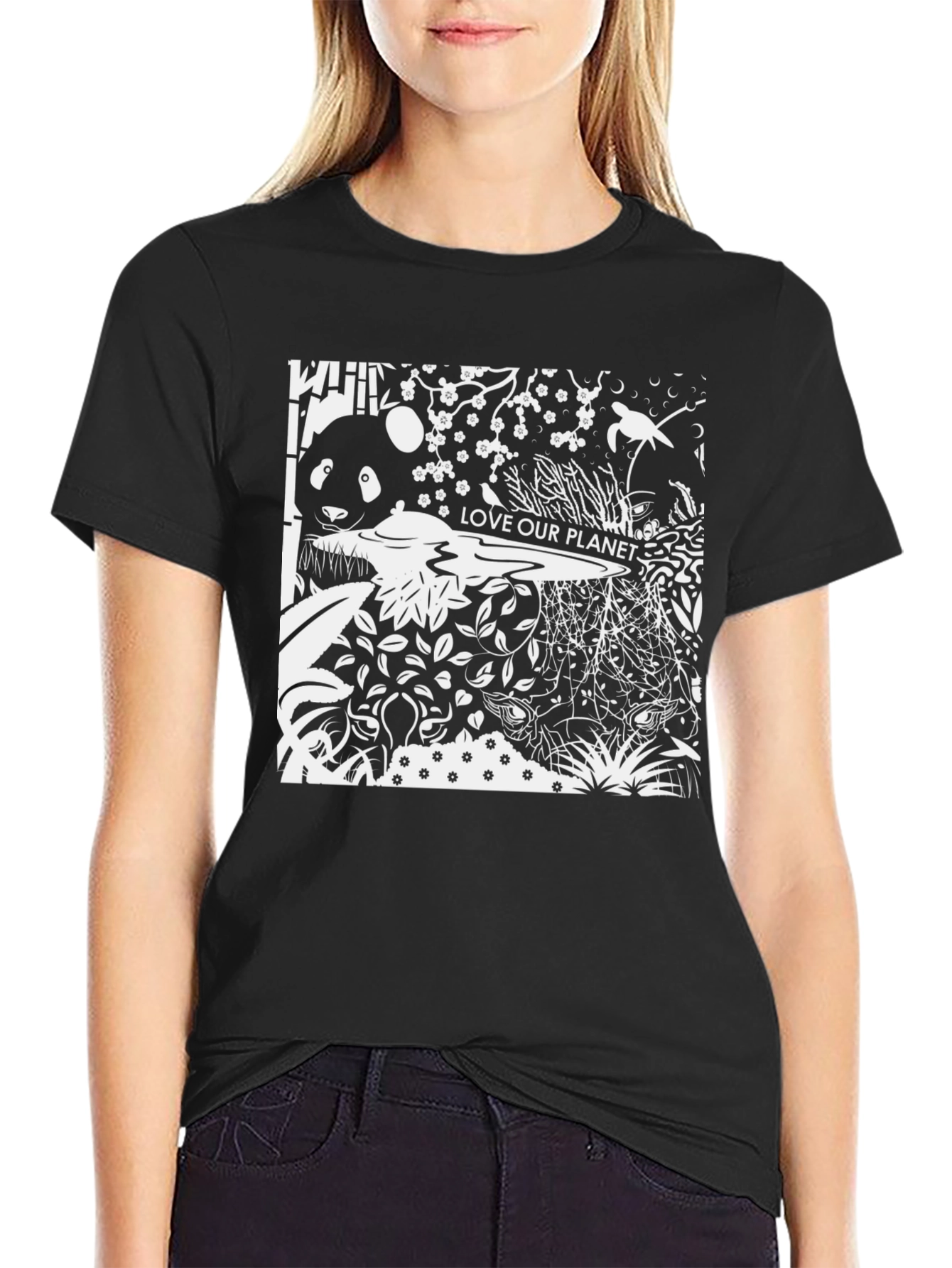 Black Love Our Planet Panda T-Shirt view 2