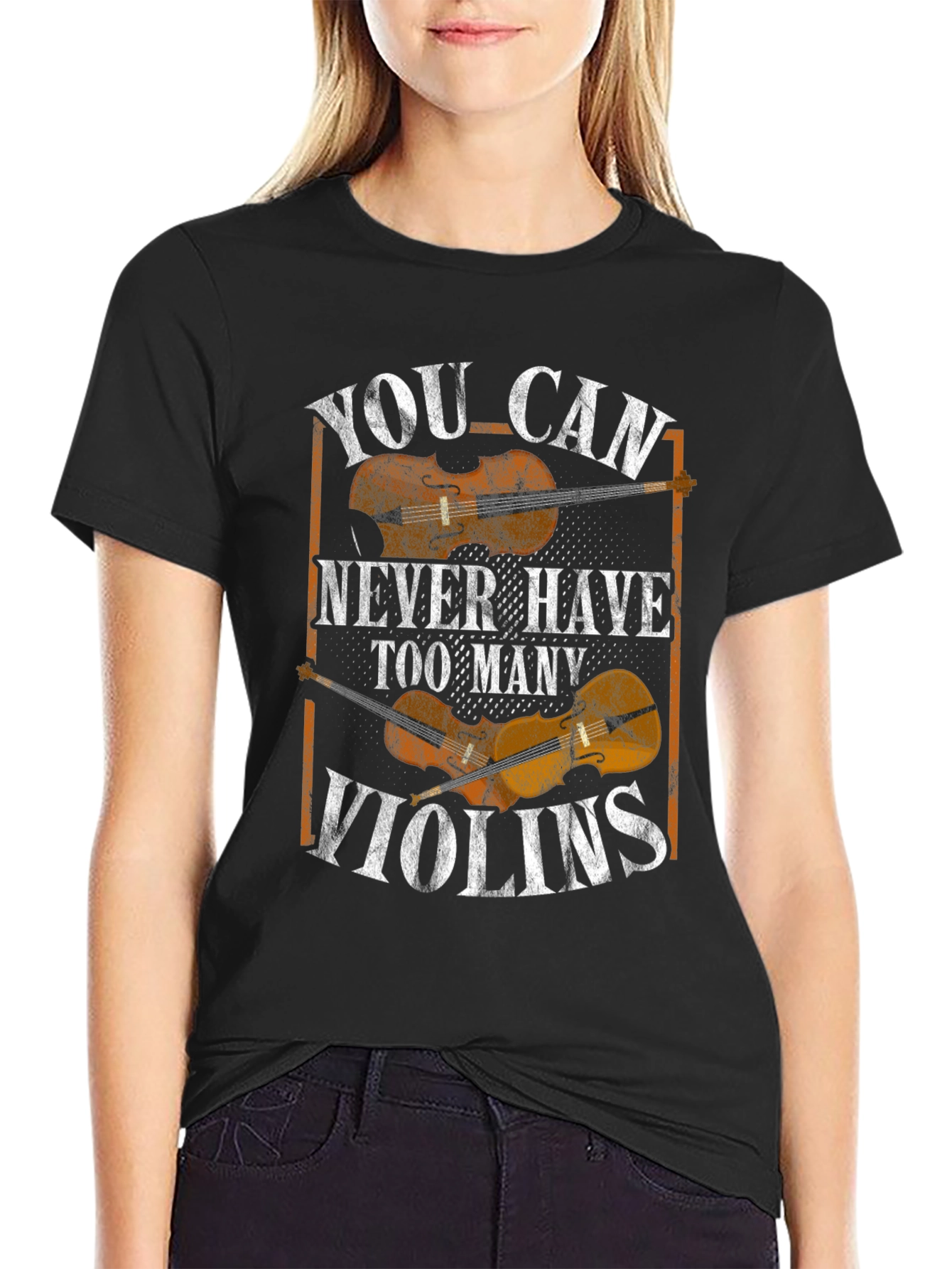 Black You Can Never Have Too Many Violins Graphic T-Shirt view 2