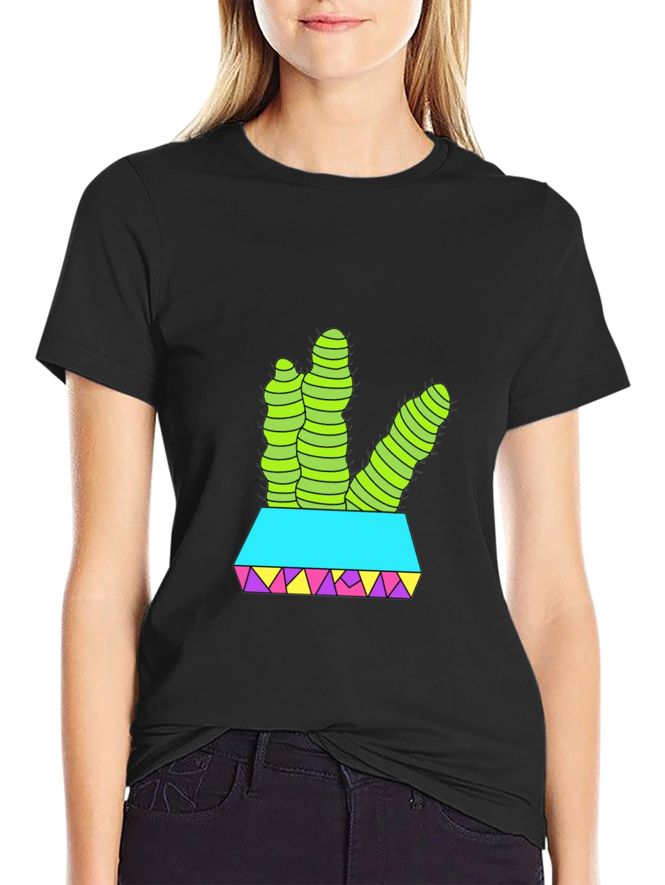 Black Cactus T-Shirt: Funky Desert Style view 2