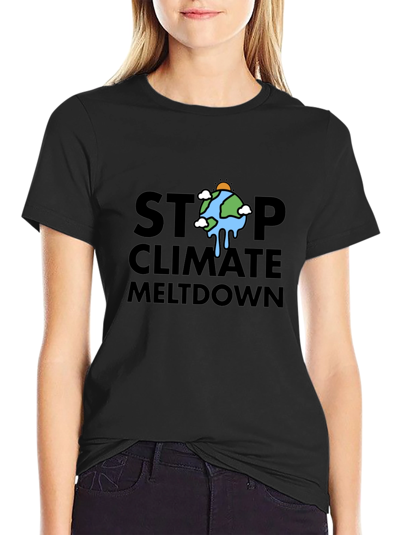 Black Stop Climate Meltdown T-Shirt view 2