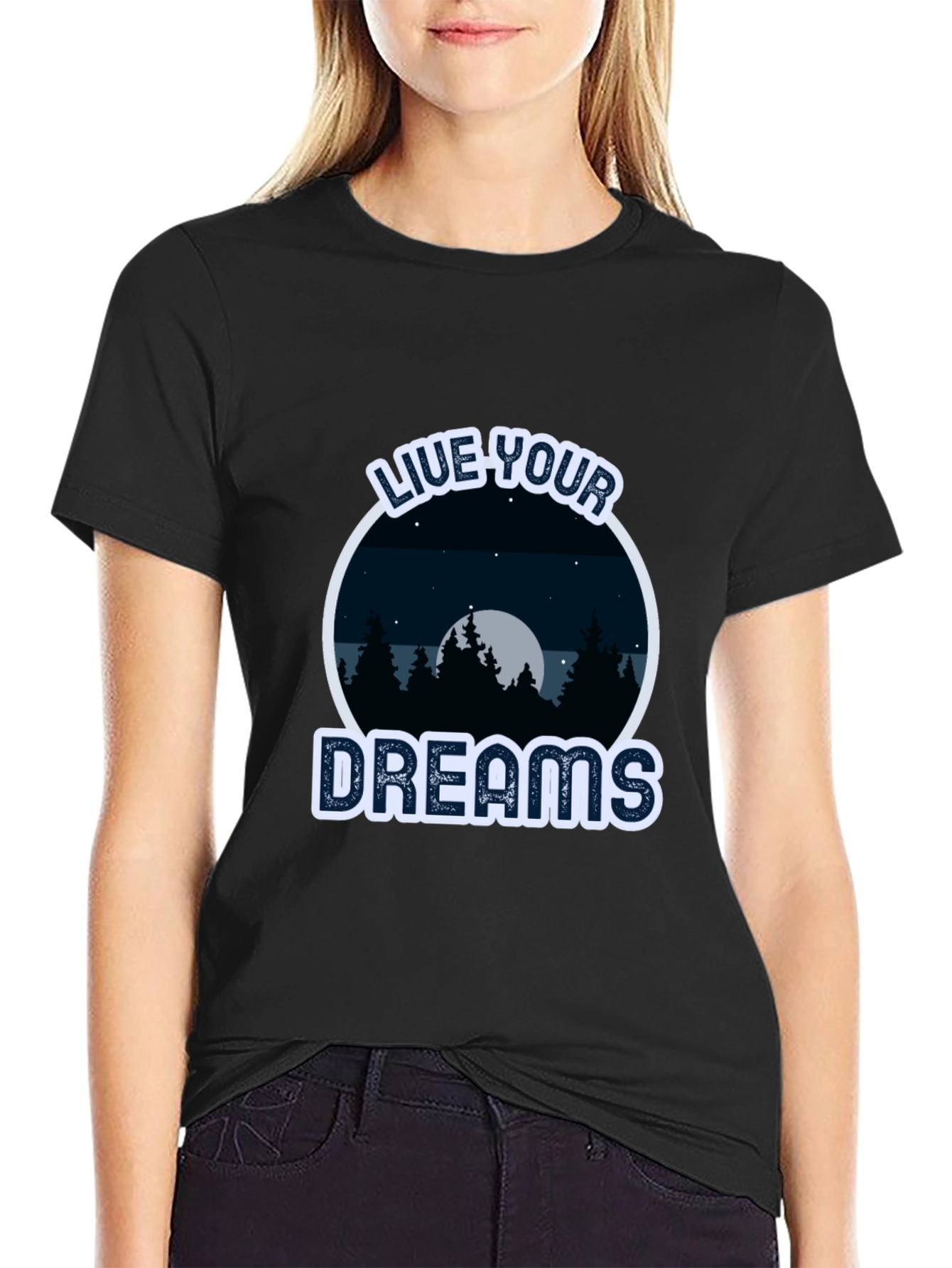 Black Live Your Dreams T-Shirt - Nature Design view 2