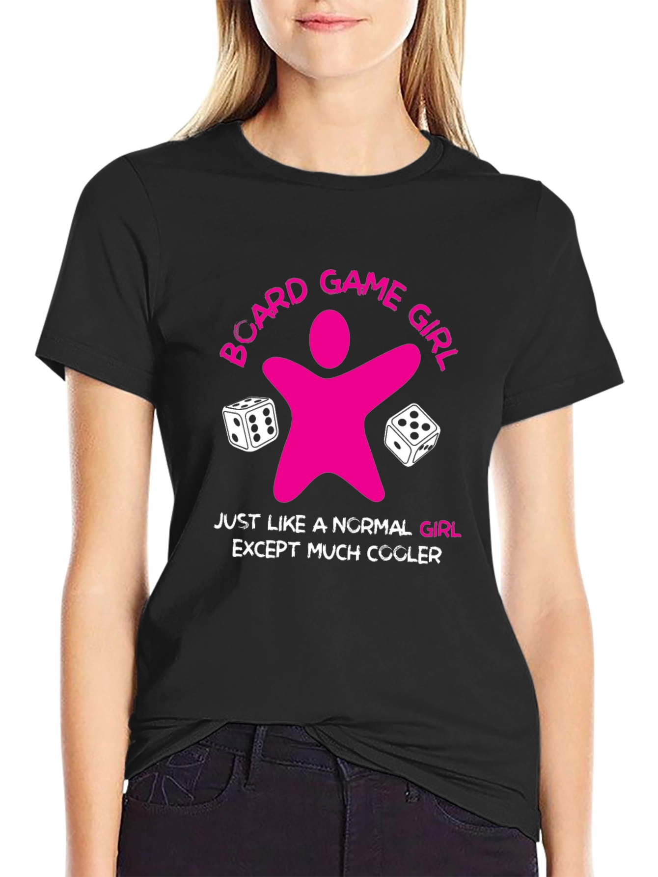 Black Board Game Girl T-Shirt - Cool Gamer Tee view 2