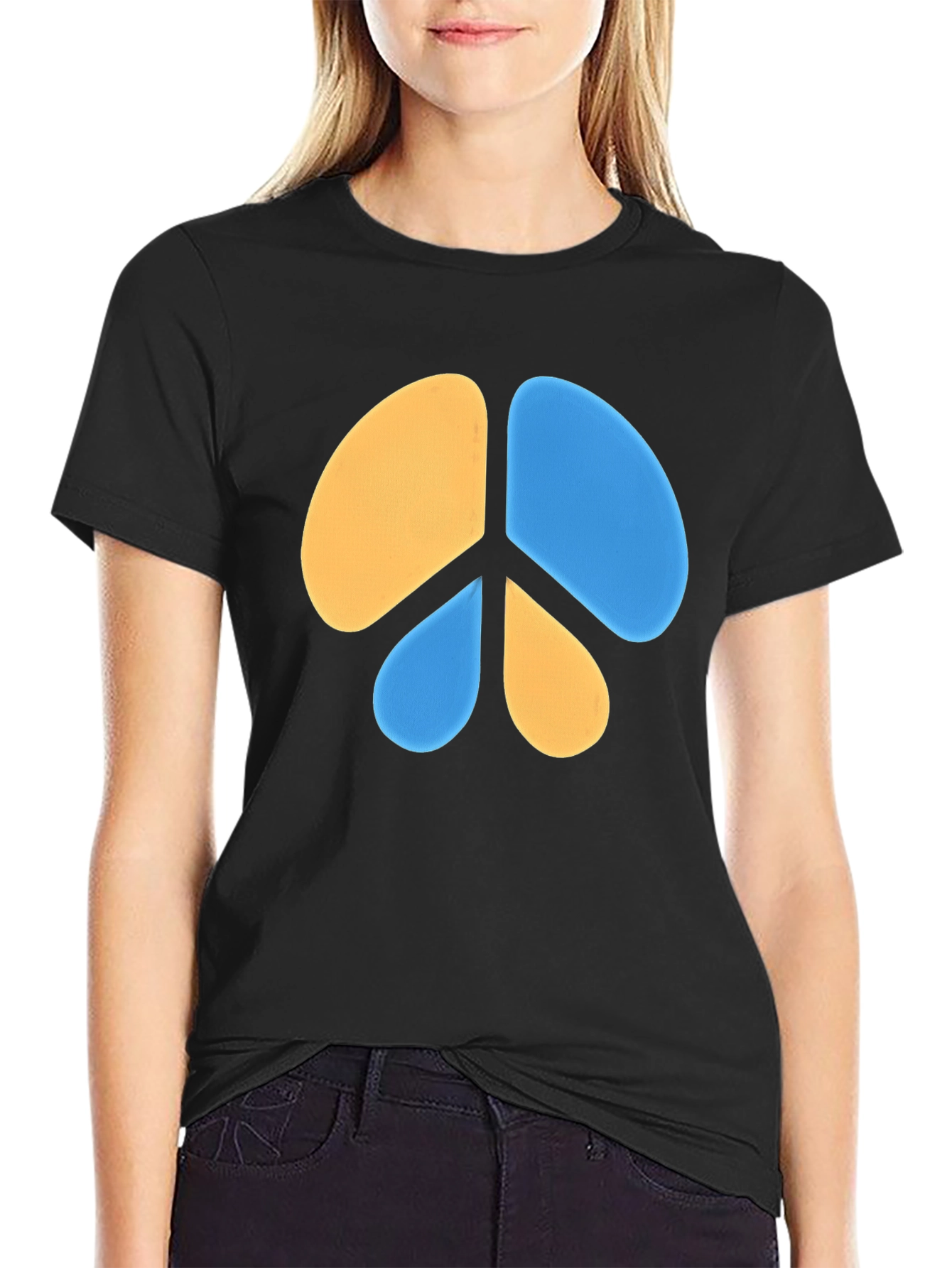 Black Peace Sign Graphic Tee - Soft Cotton Blend view 2