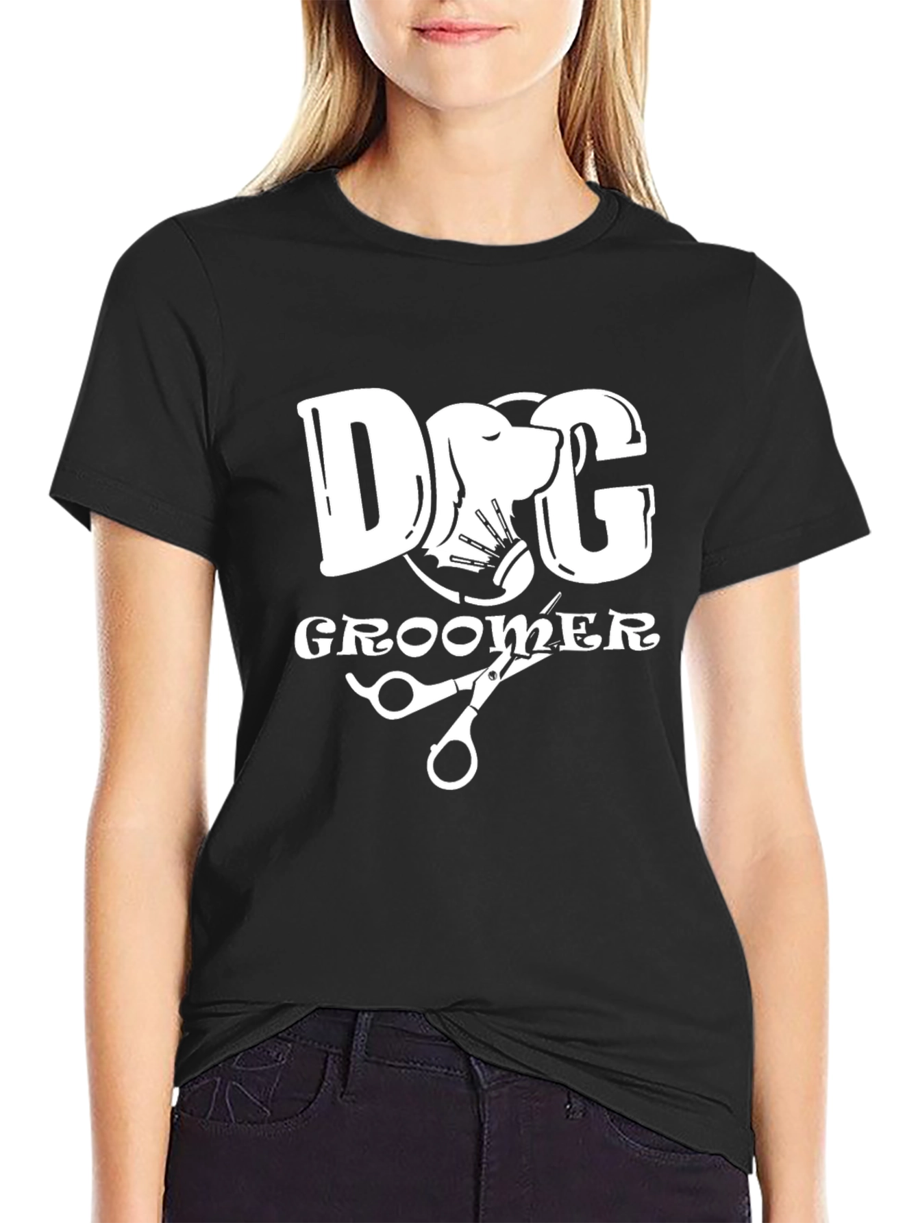 Black Dog Groomer Graphic Tee - Black Cotton T-Shirt view 2