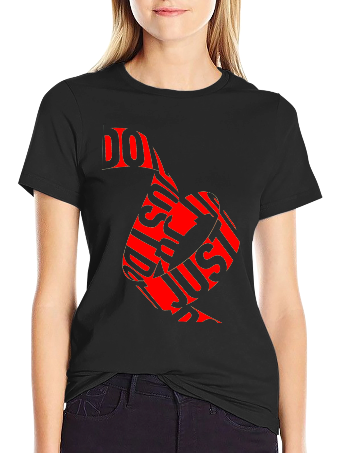 Black Just Do It Red Graphic Print Black T-Shirt view 2