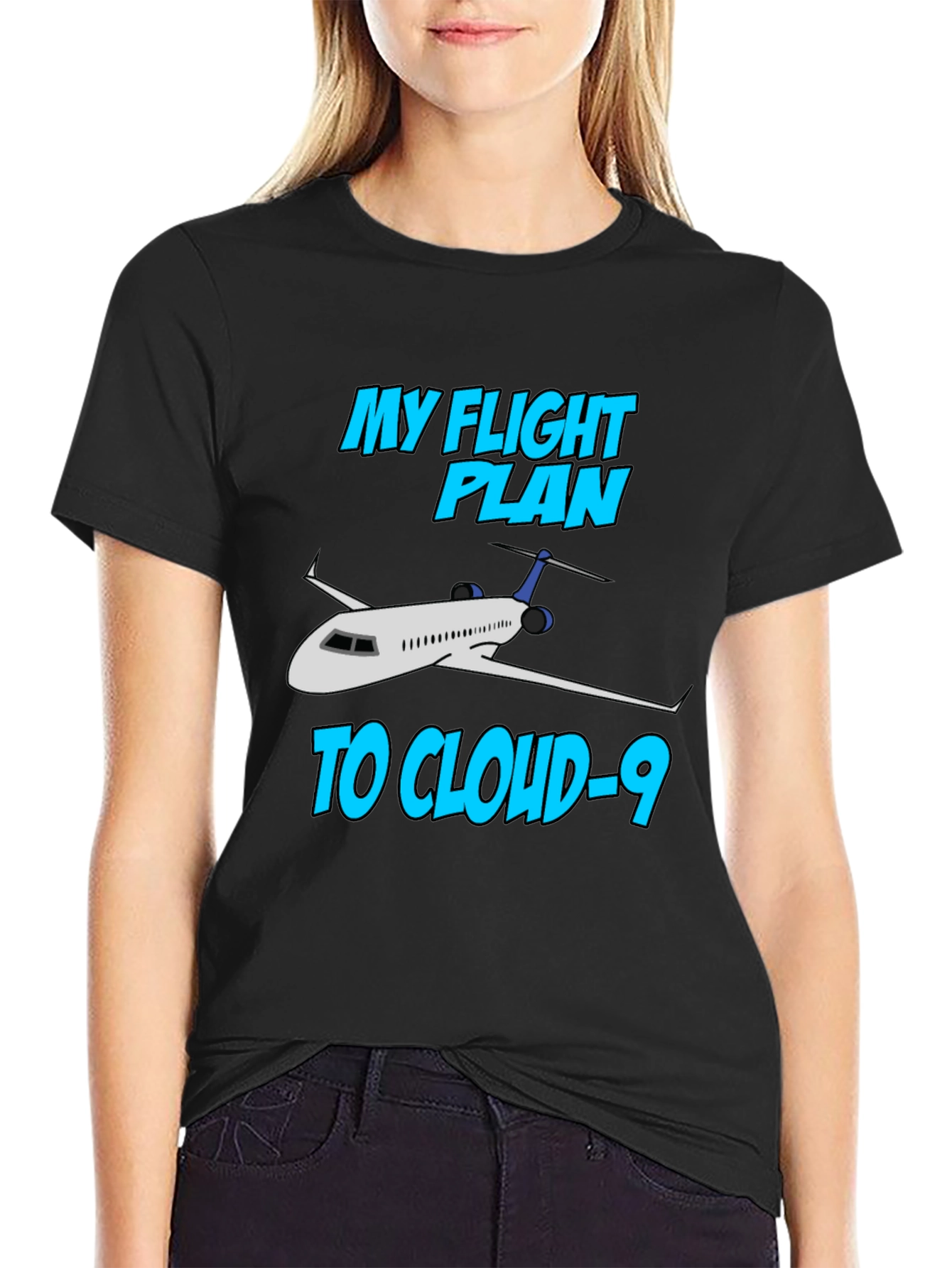 Black Flight Plan to Cloud-9 T-Shirt view 2
