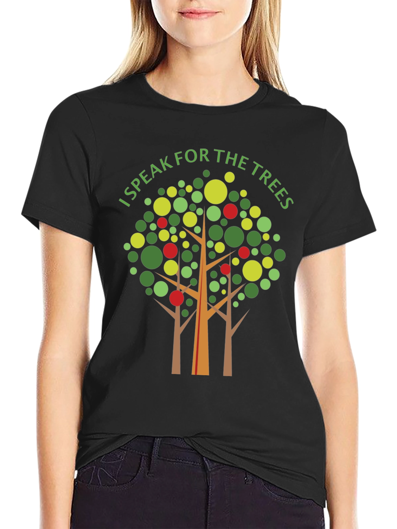 Black I Speak for the Trees Graphic T-Shirt view 2