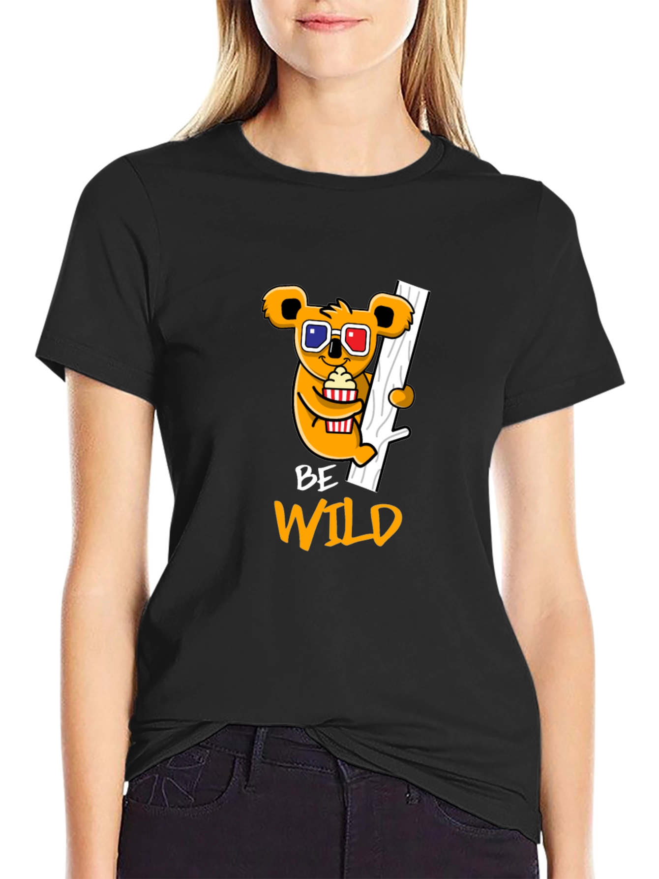 Black Be Wild Graphic Tee - Koala Bear Design view 2