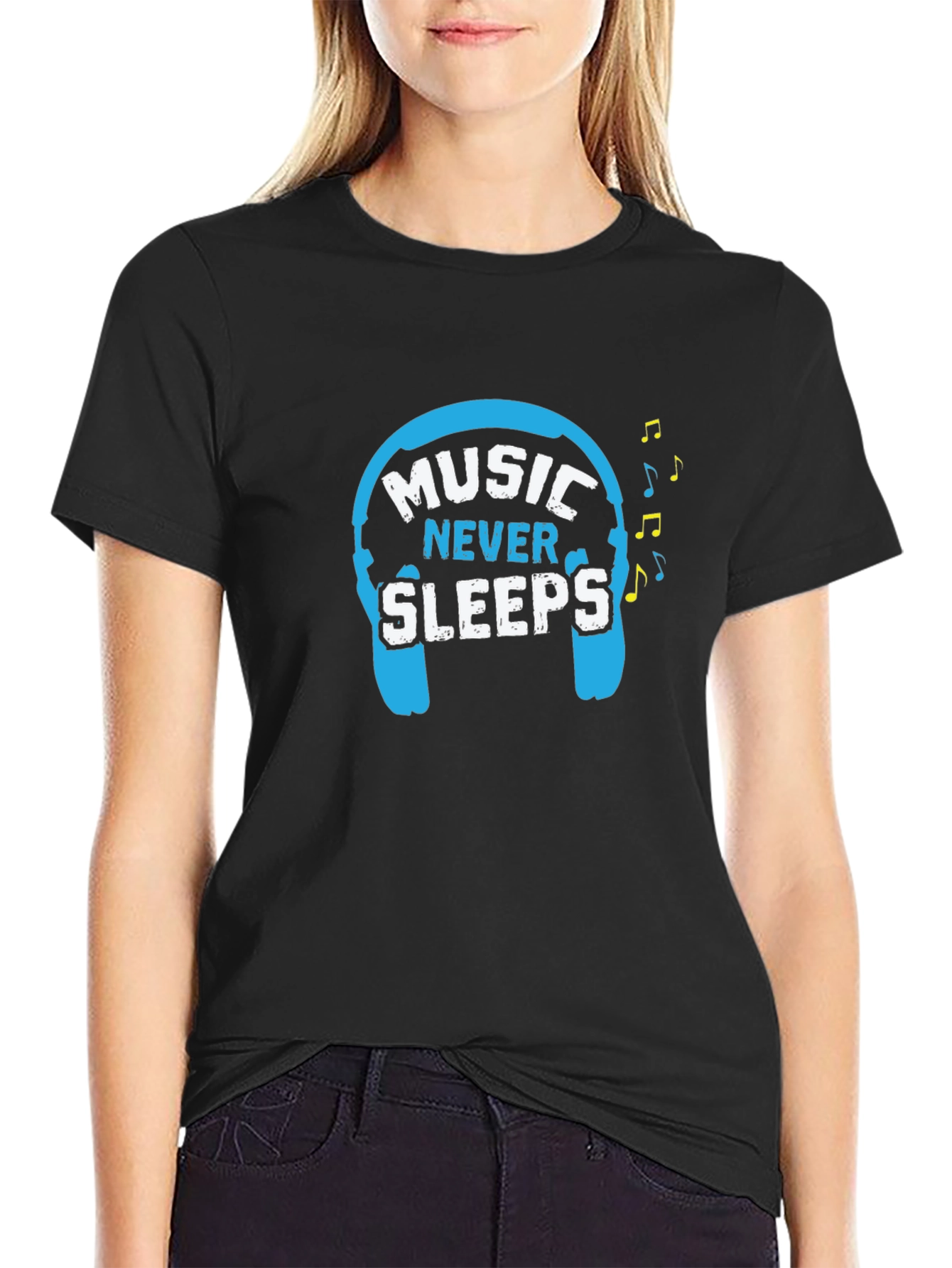 Black Music Never Sleeps Graphic T-Shirt view 2