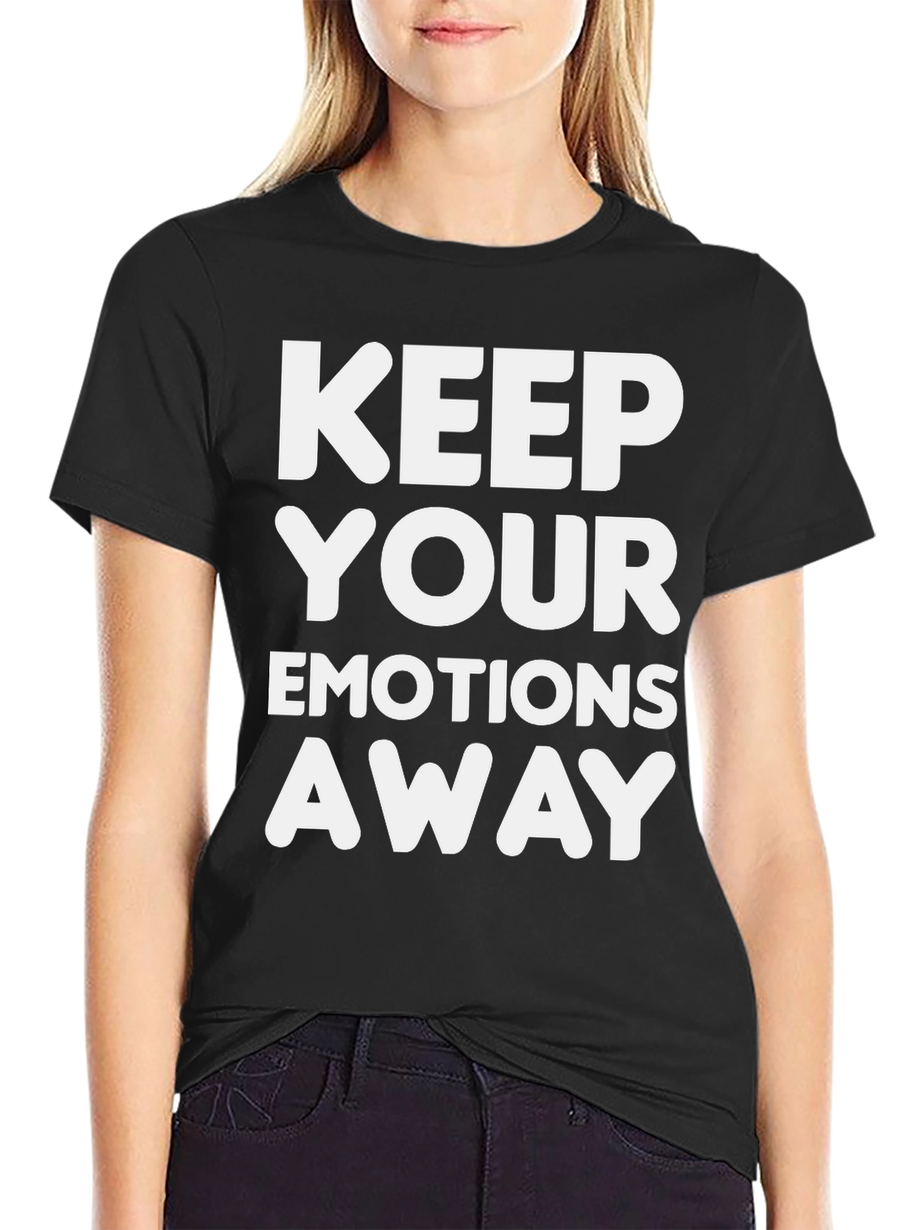 Black Keep Your Emotions Away T-Shirt - Men's Novelty Graphic Tee view 2