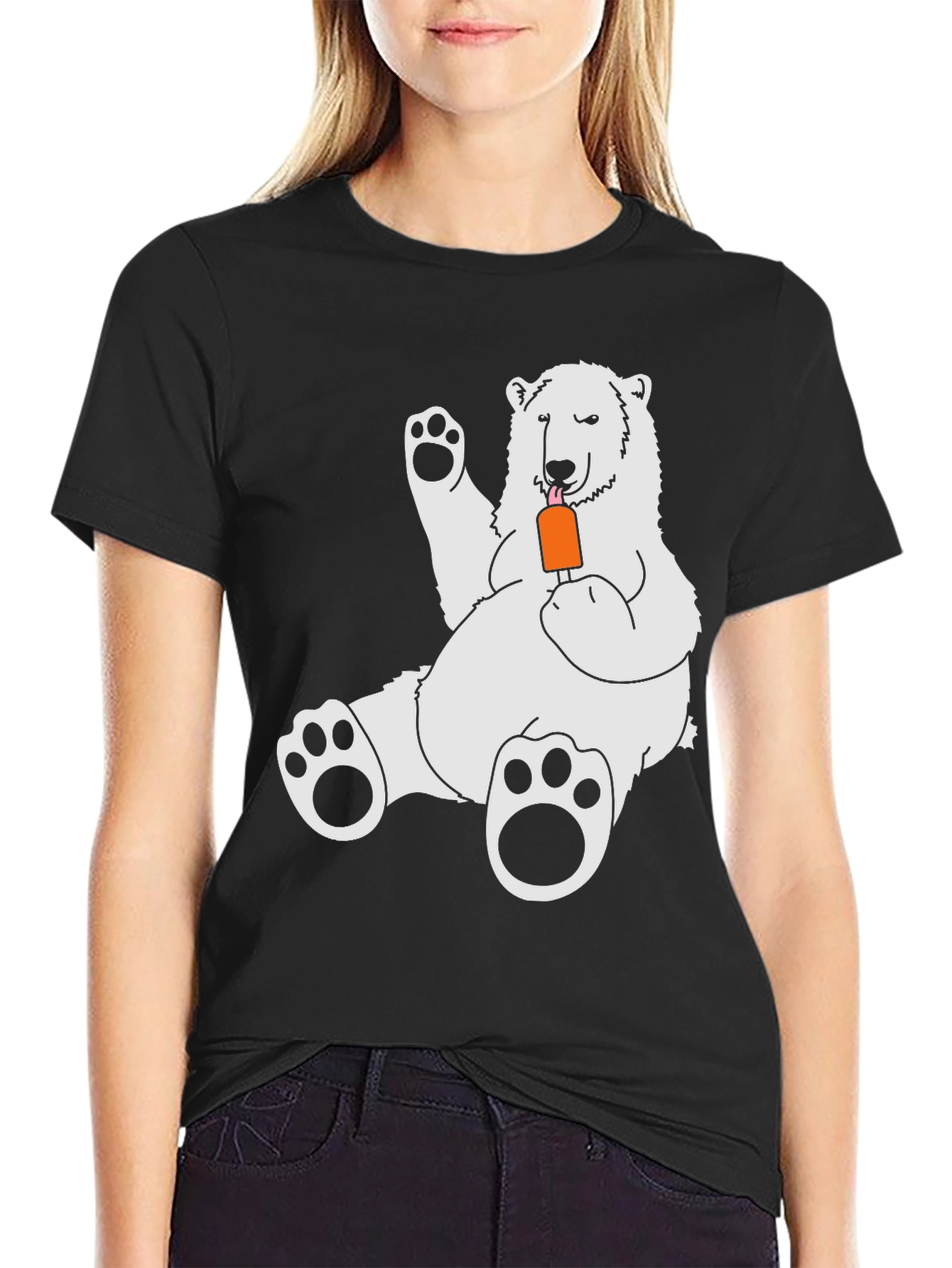 Black Cool Bear Graphic Tee - Black Cotton Blend view 2
