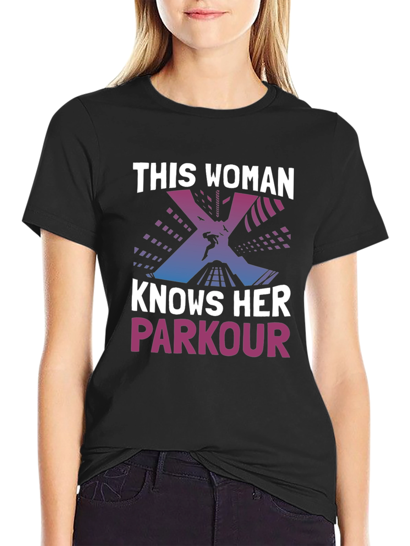 Black Parkour Woman T-Shirt - Urban Athlete Style view 2