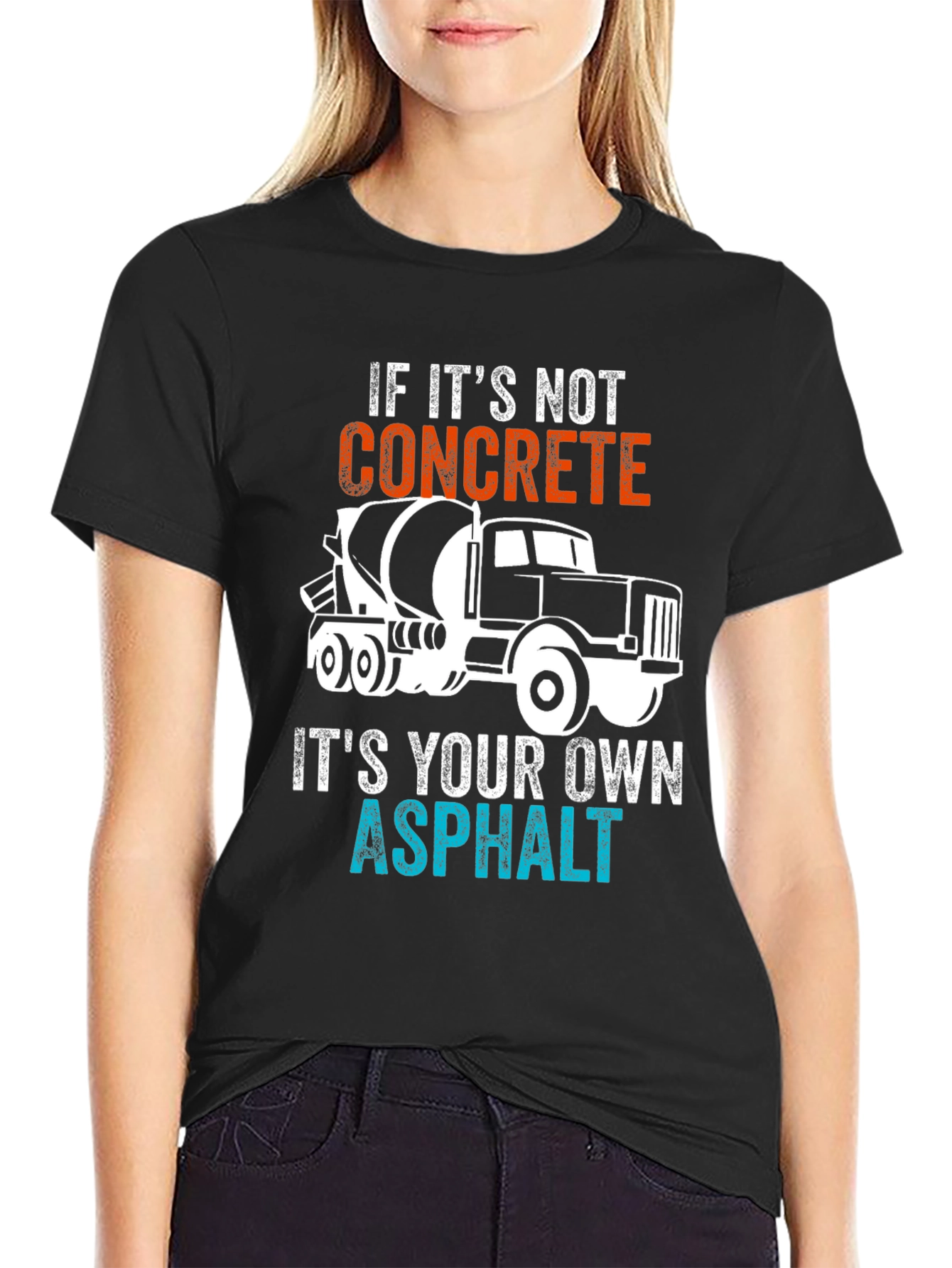 Black Concrete Truck Asphalt T-Shirt view 2