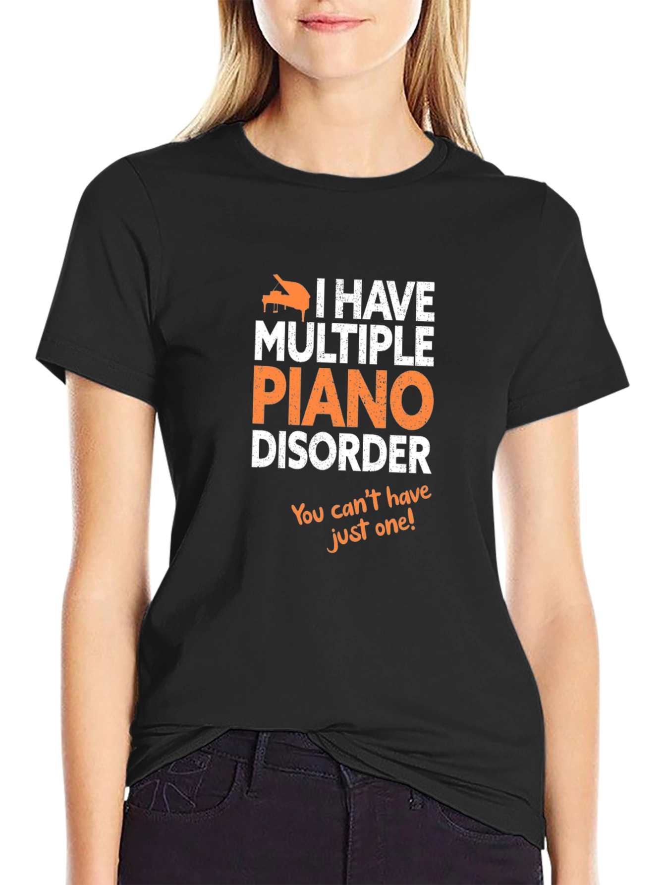 Black Piano Disorder Graphic Tee - Musician Humor view 2