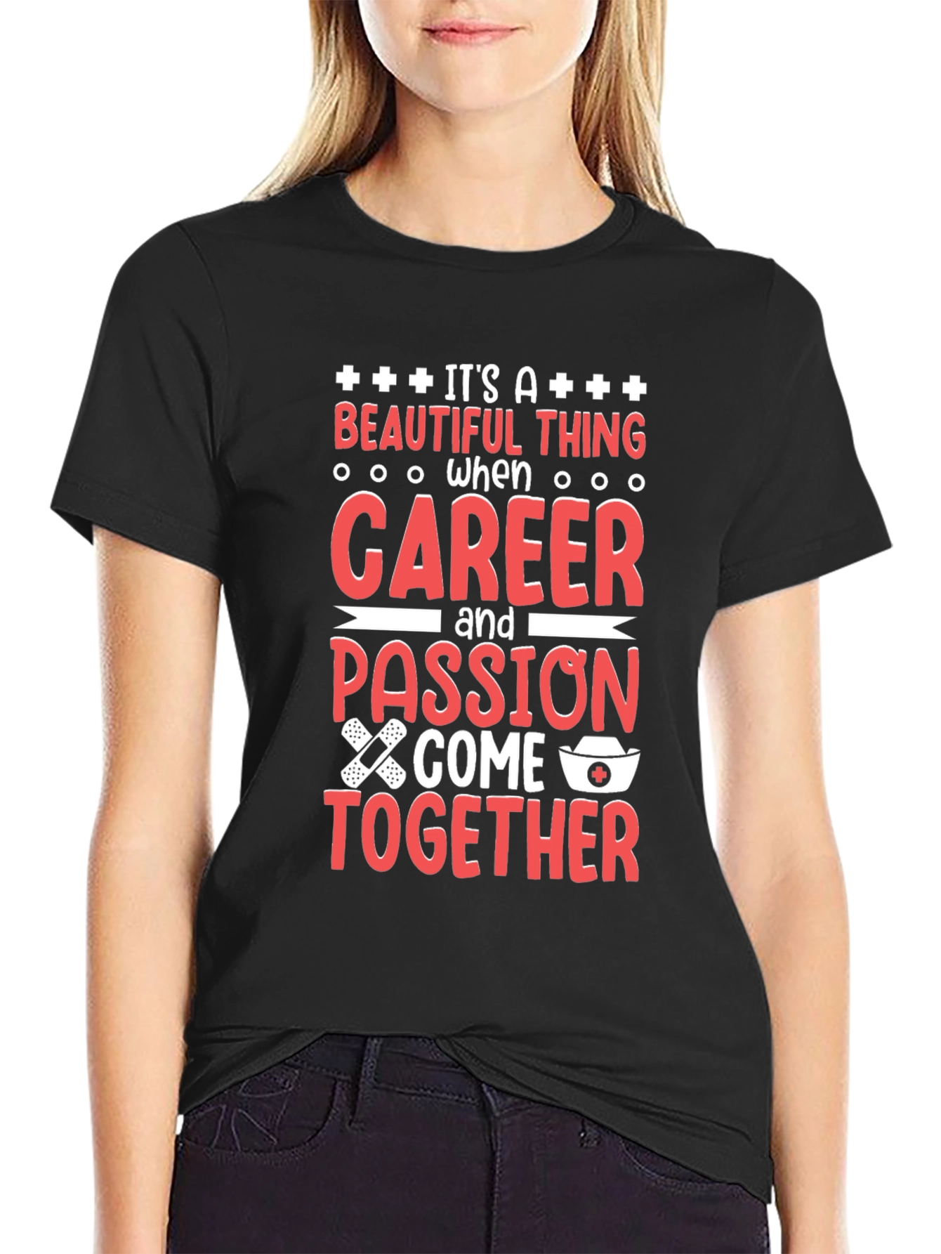 Black Career & Passion Tee - Nurse Appreciation view 2