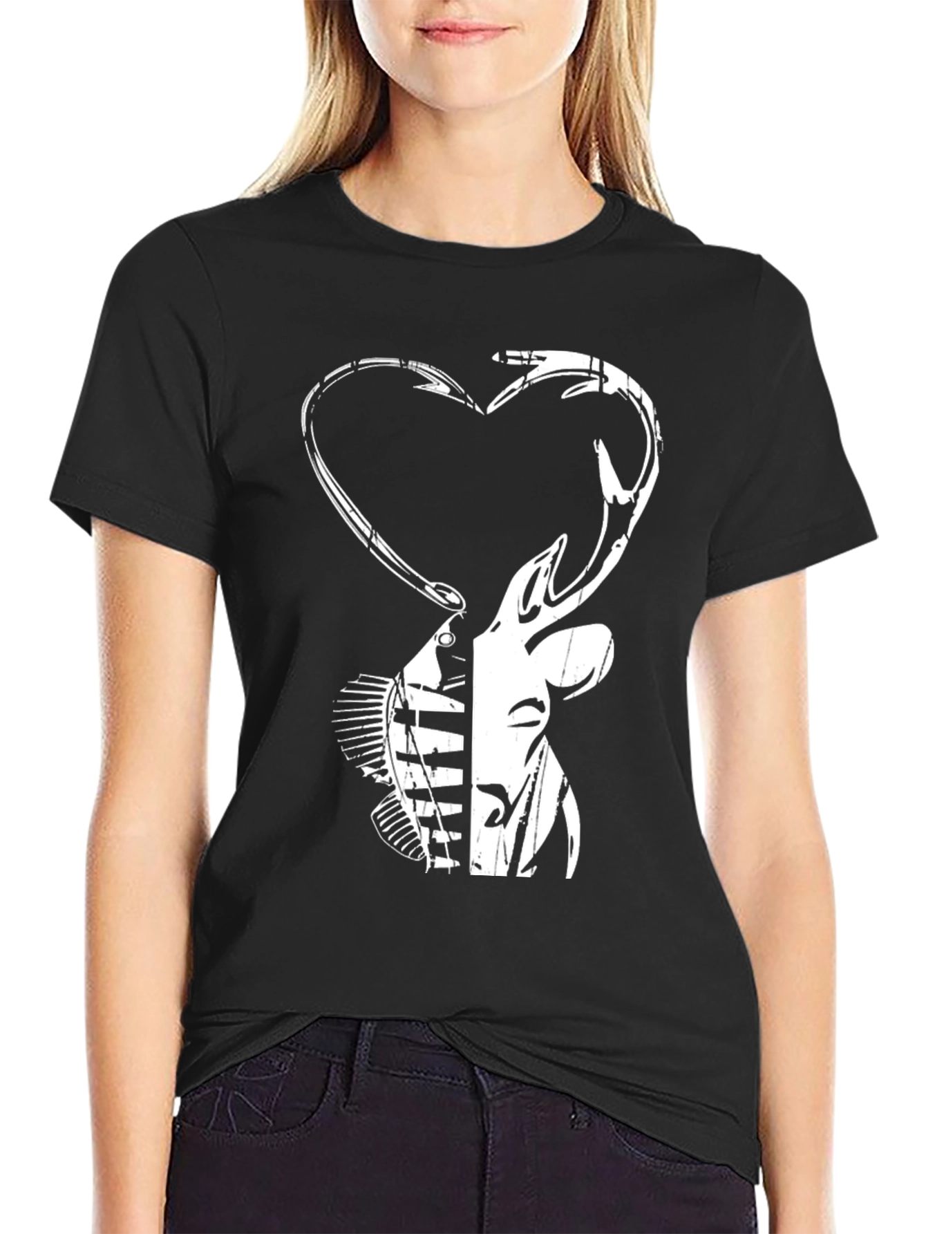 Black Fishing and Hunting T-Shirt view 2