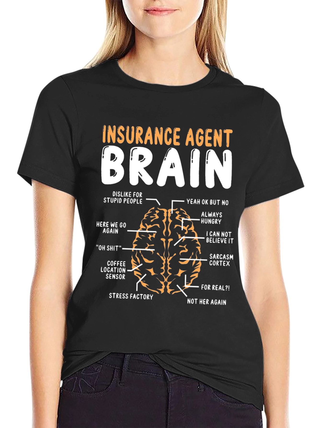 Black Insurance Agent Brain Humor T-Shirt view 2