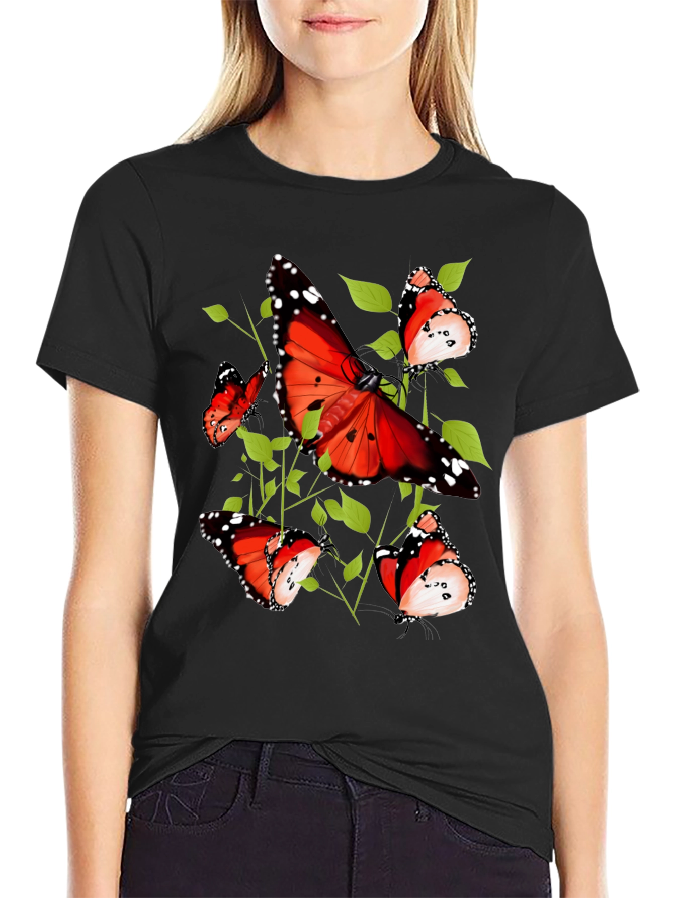 Black Butterfly Graphic Tee - Nature Inspired Design view 2