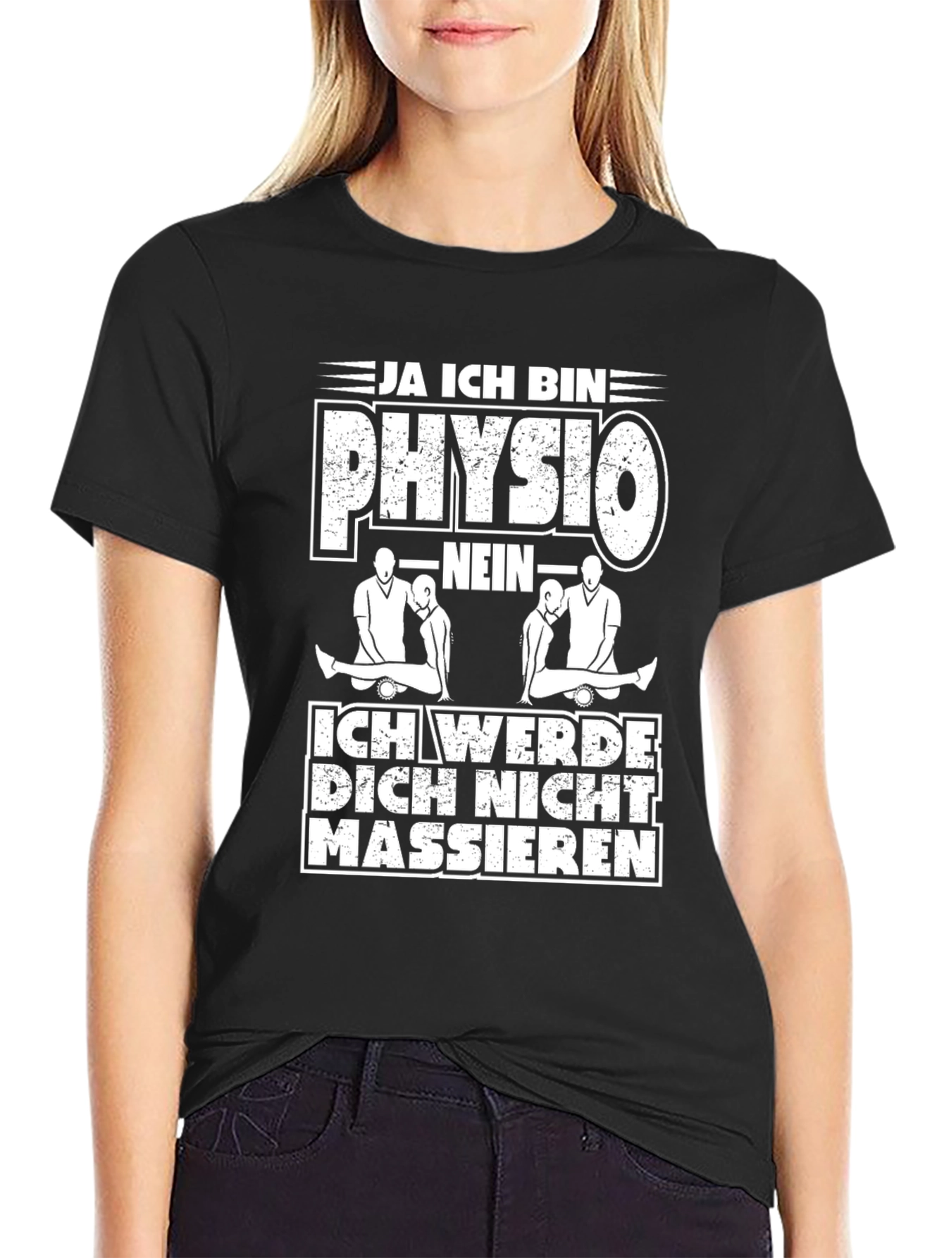 Black Physio T-Shirt: I Am A Physio, I Won't Massage You view 2