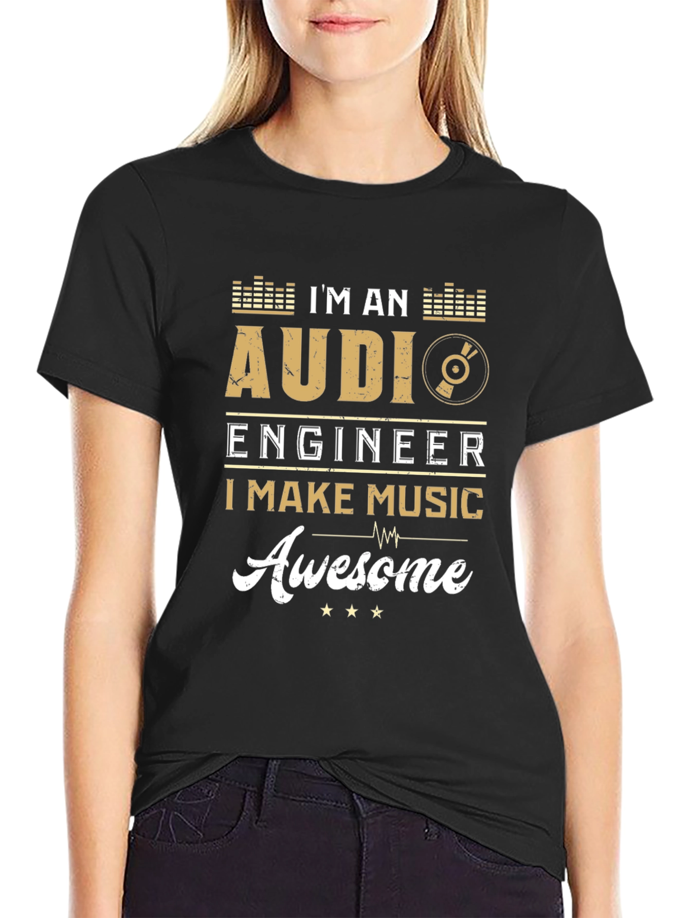 Black Audi Engineer Makes Music Awesome Black Graphic T-Shirt view 2