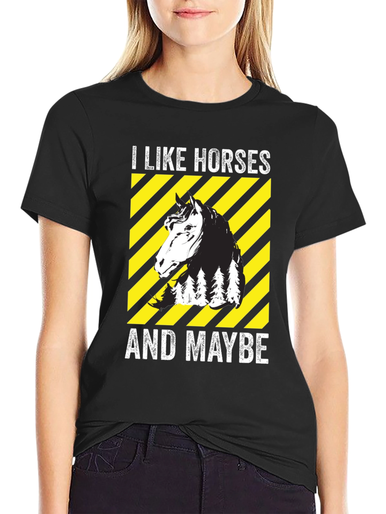 Black I Like Horses And Maybe T-Shirt view 2