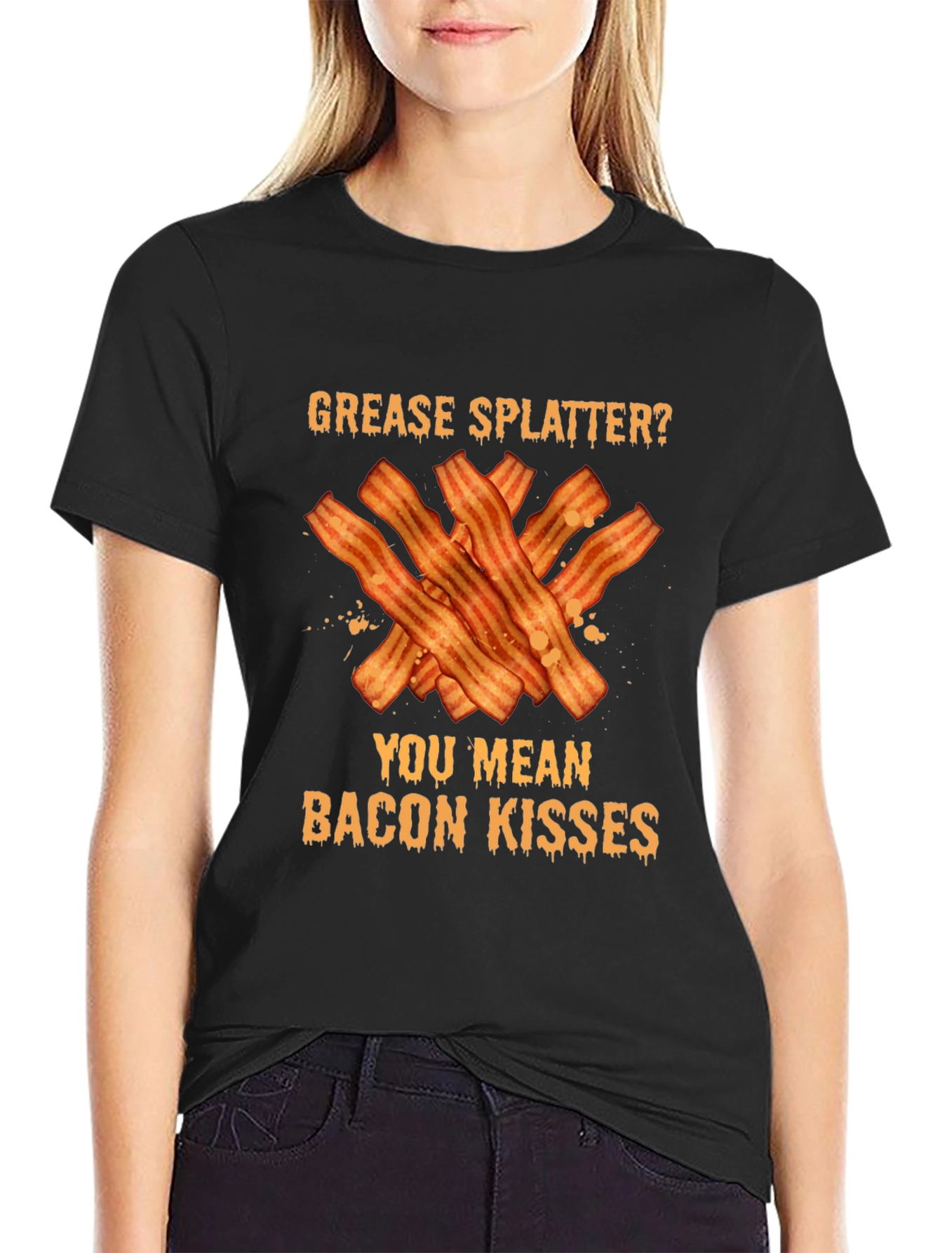 Black Bacon Kisses Graphic Tee - Novelty Food Lover T-Shirt view 2