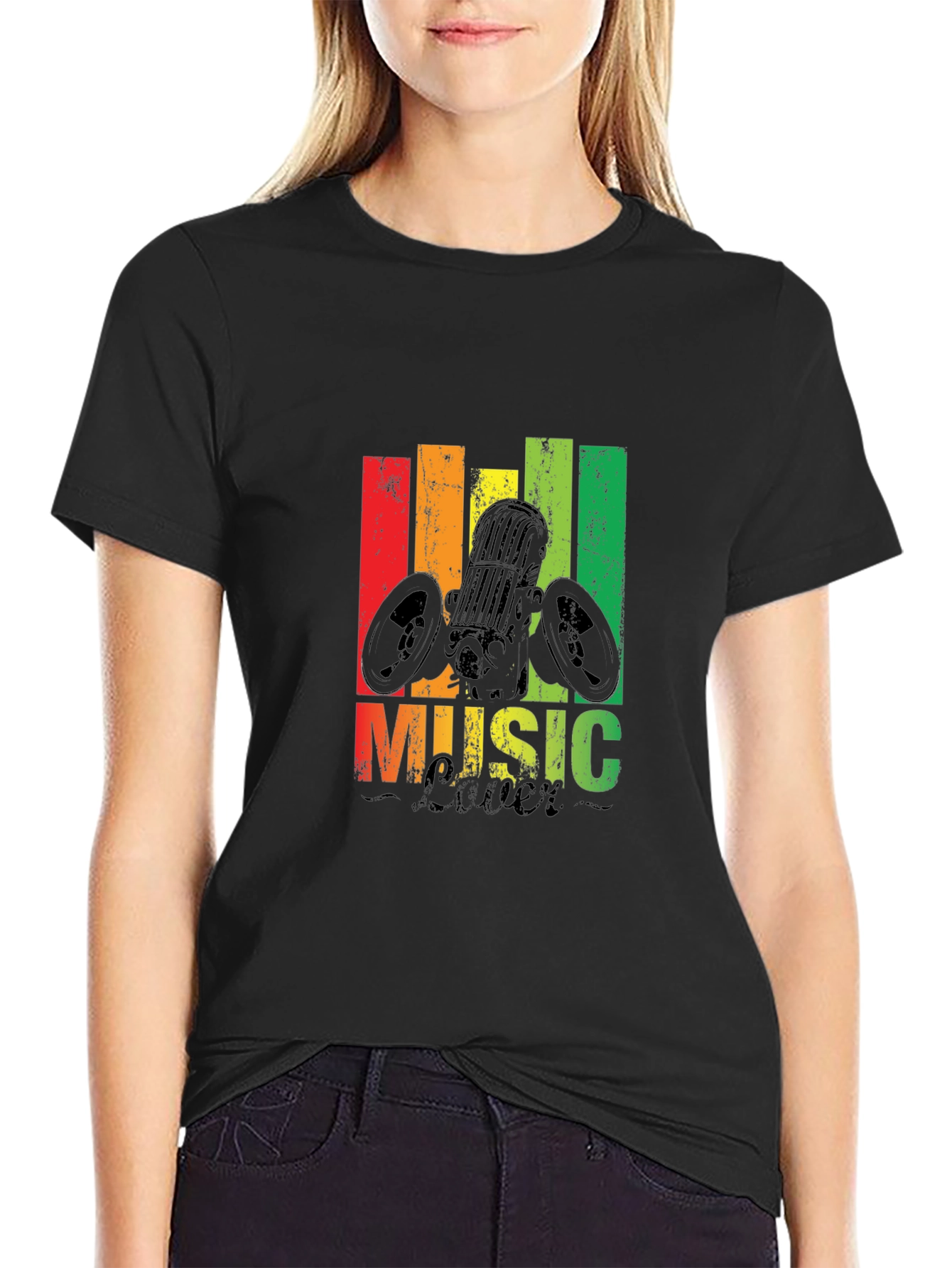 Black Rasta Music Lover T-Shirt view 2