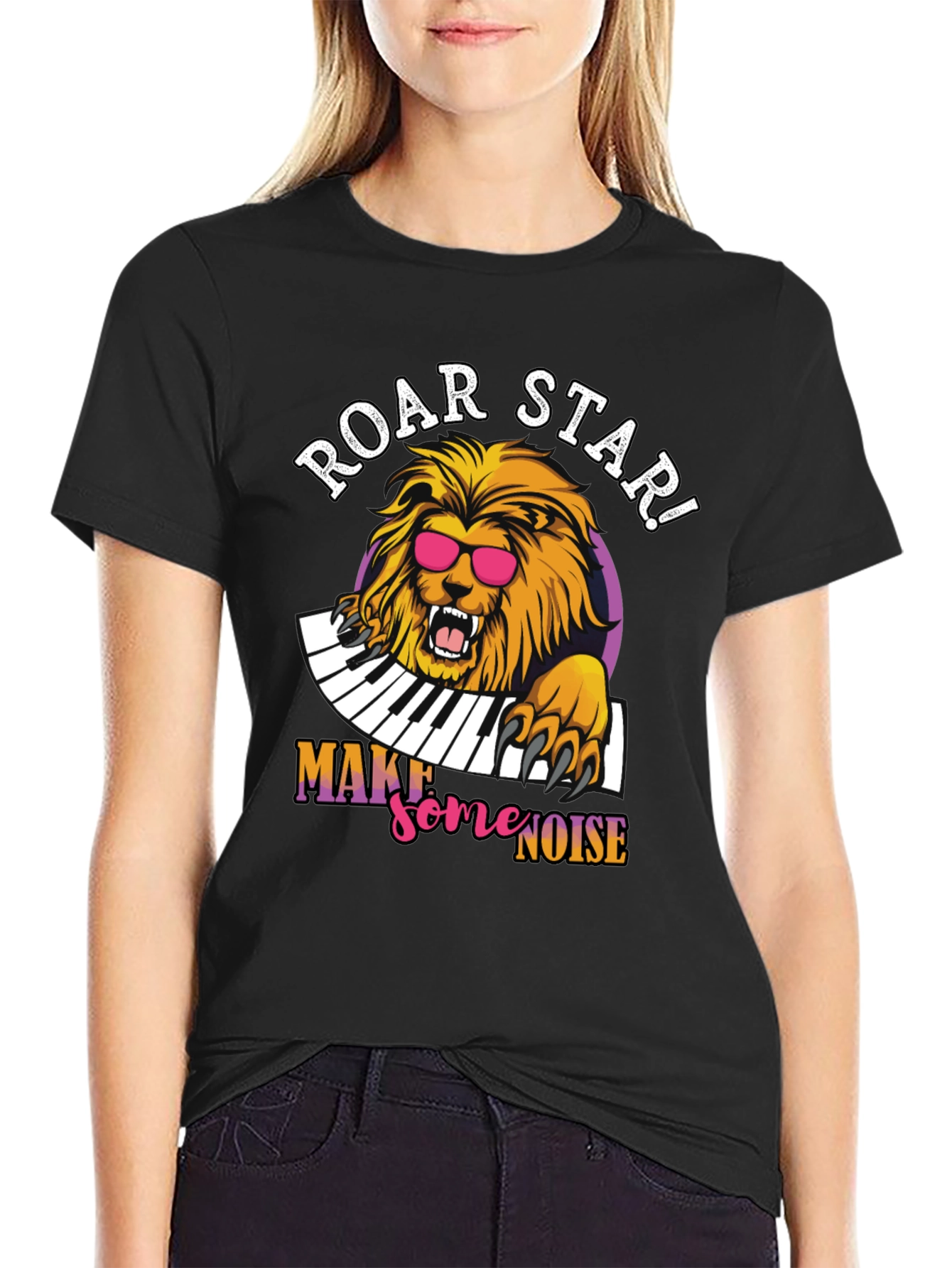 Black Roar Star Lion Graphic Tee - Rock Your Style! view 2