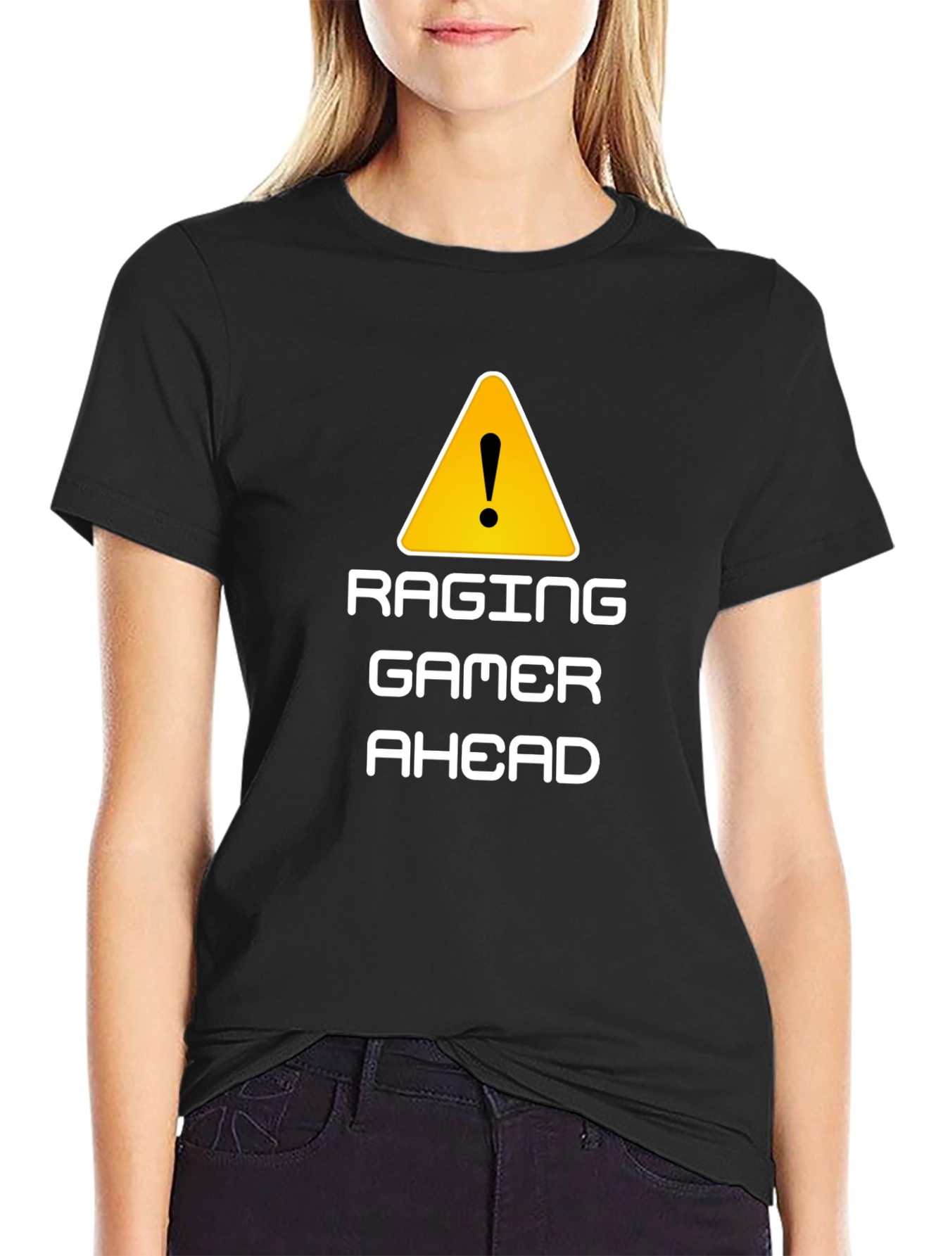 Black Raging Gamer Ahead Black Graphic Tee view 2