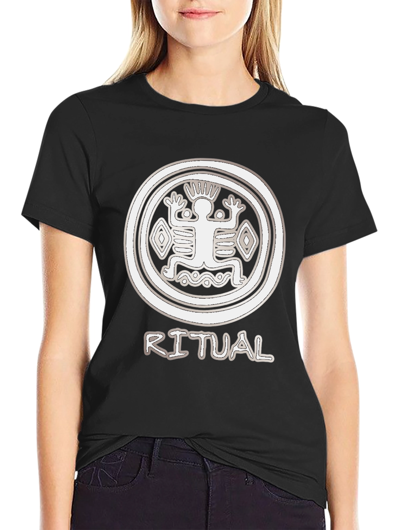 Black Ritual Graphic T-Shirt - Tribal Circle Design view 2