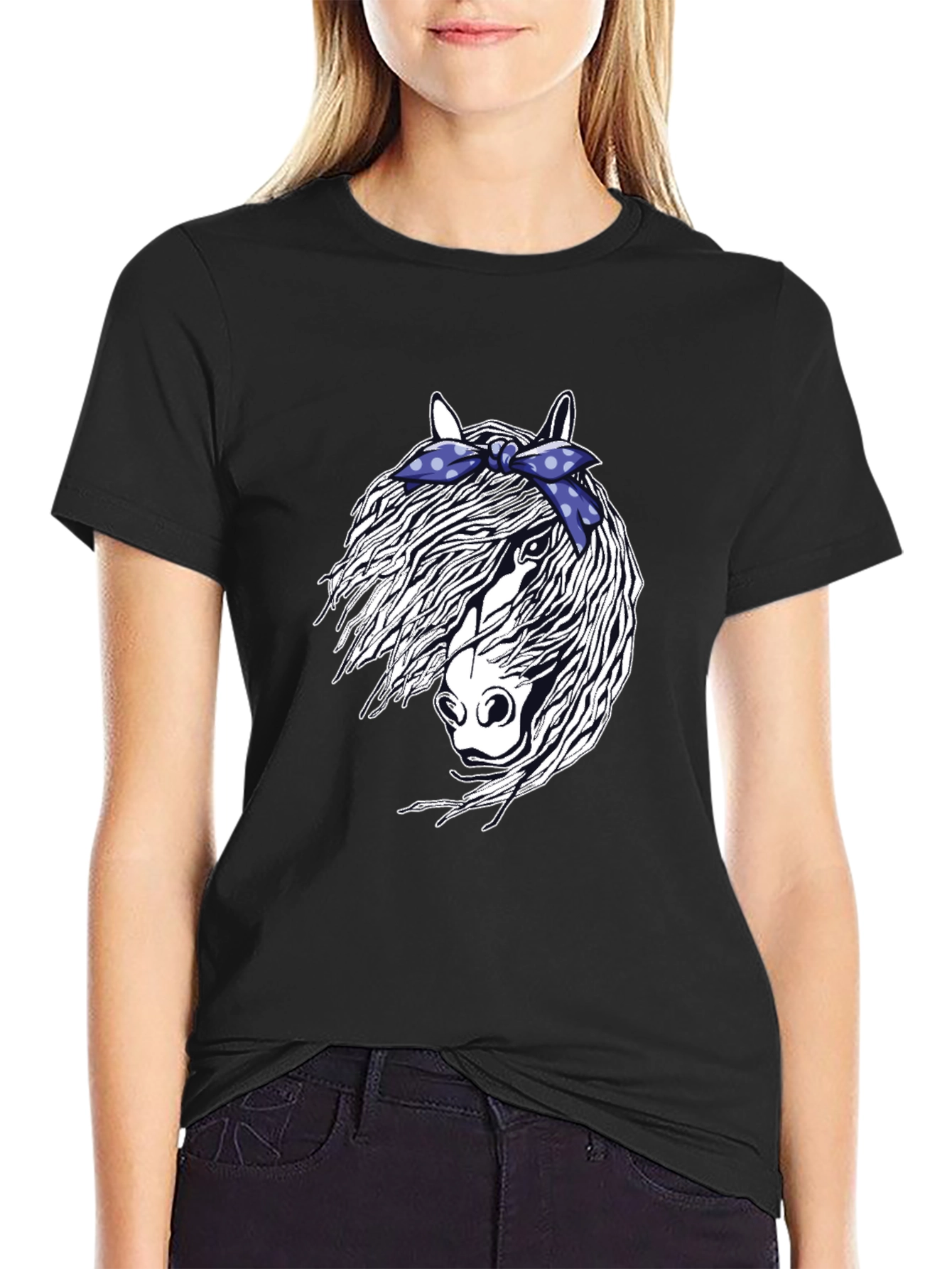 Black Horse with Bandana Graphic Tee view 2