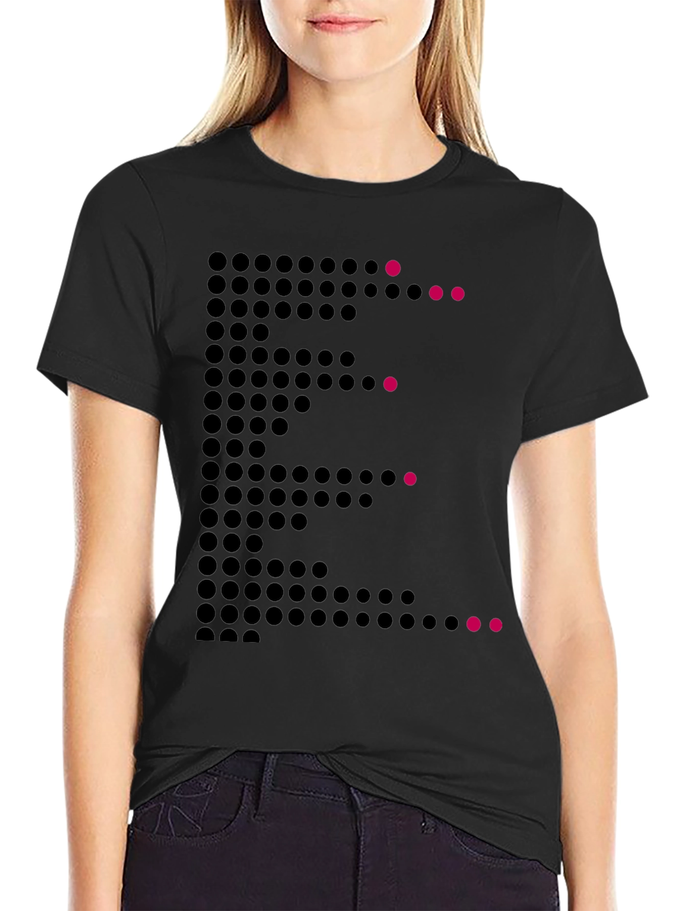Black Dot Matrix E Graphic Tee - Modern Men's T-Shirt view 2