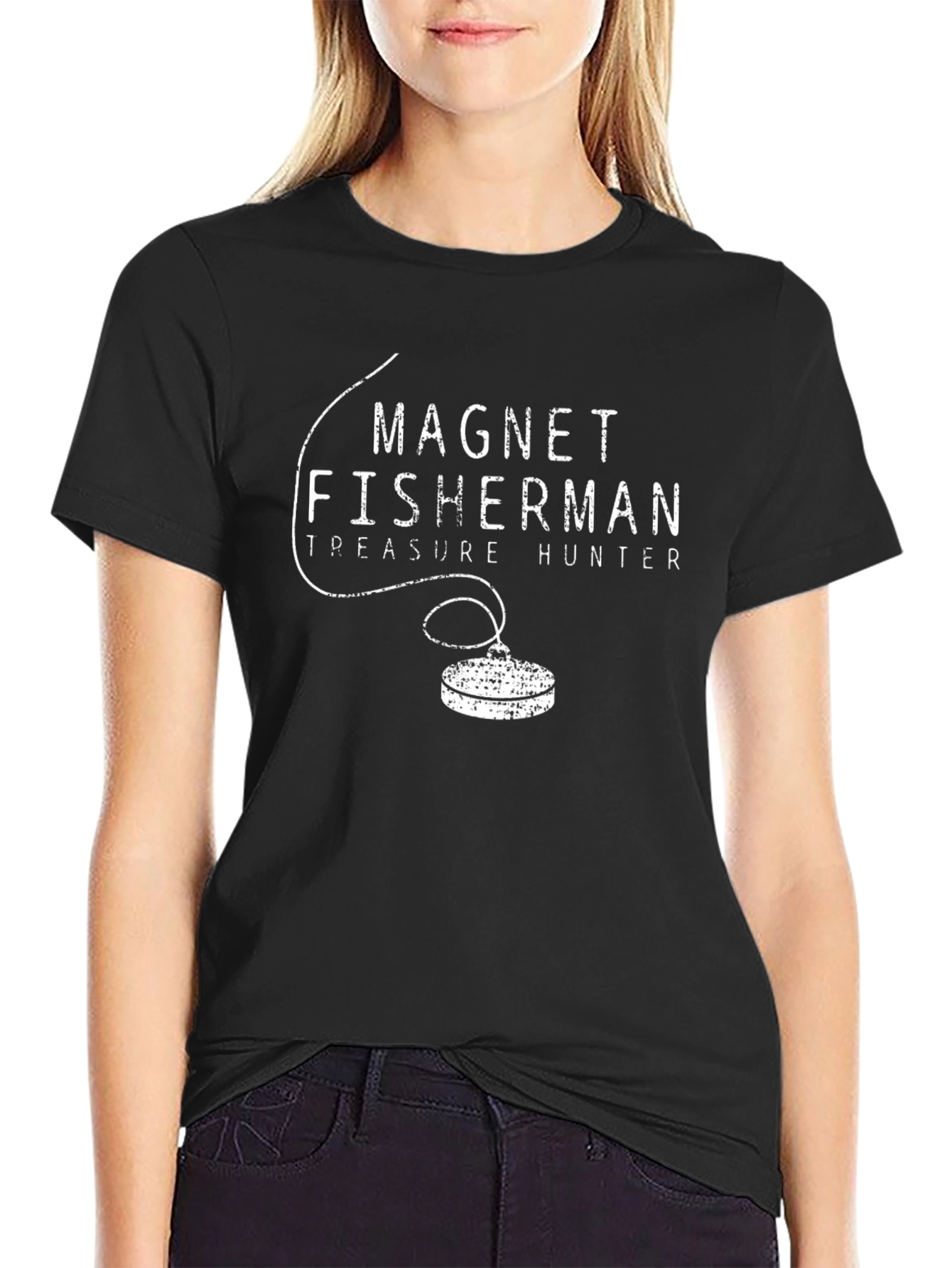 Black Magnet Fisherman Treasure Hunter T-Shirt view 2