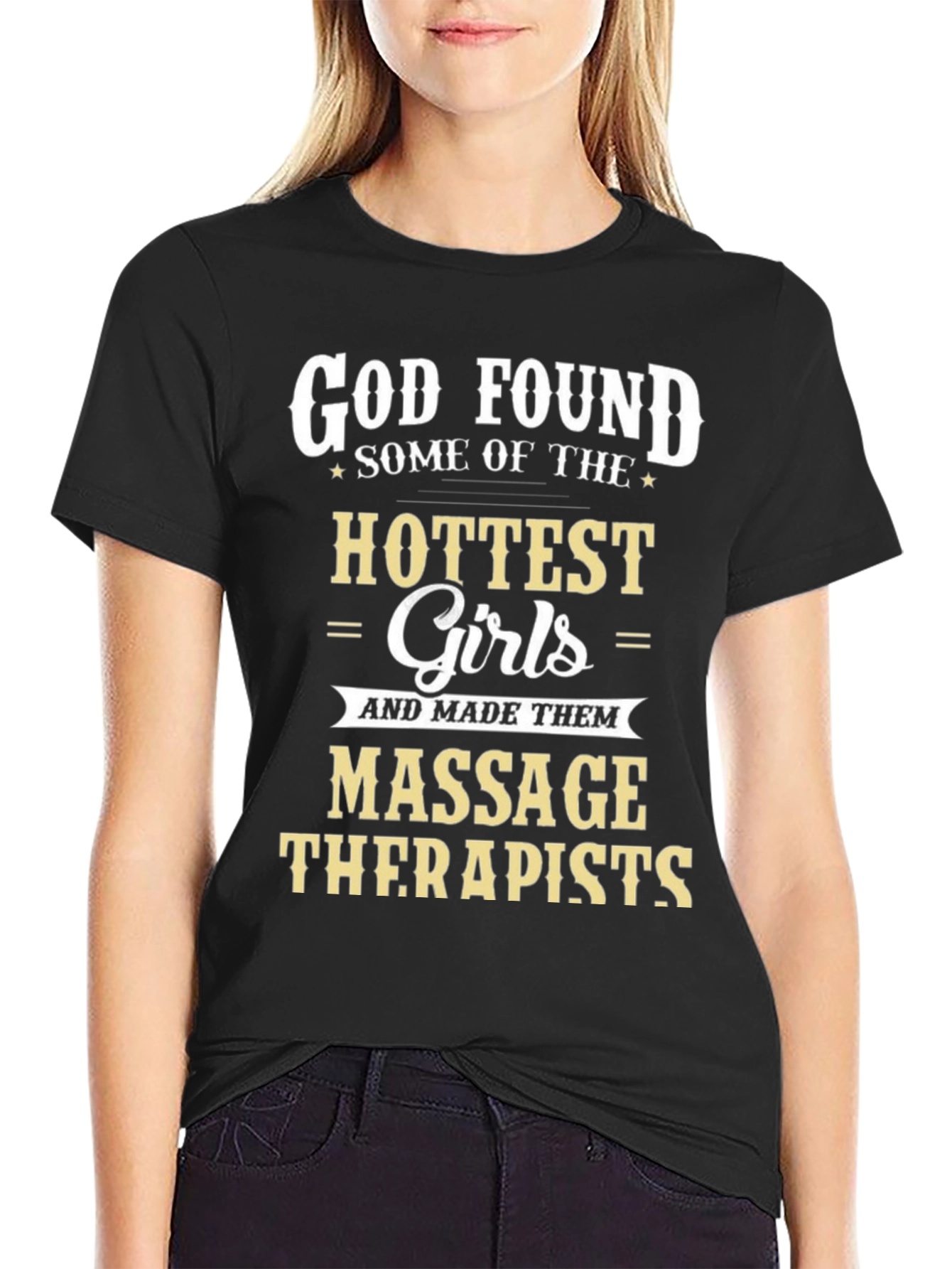 Black God Found Massage Therapists Graphic T-Shirt view 2
