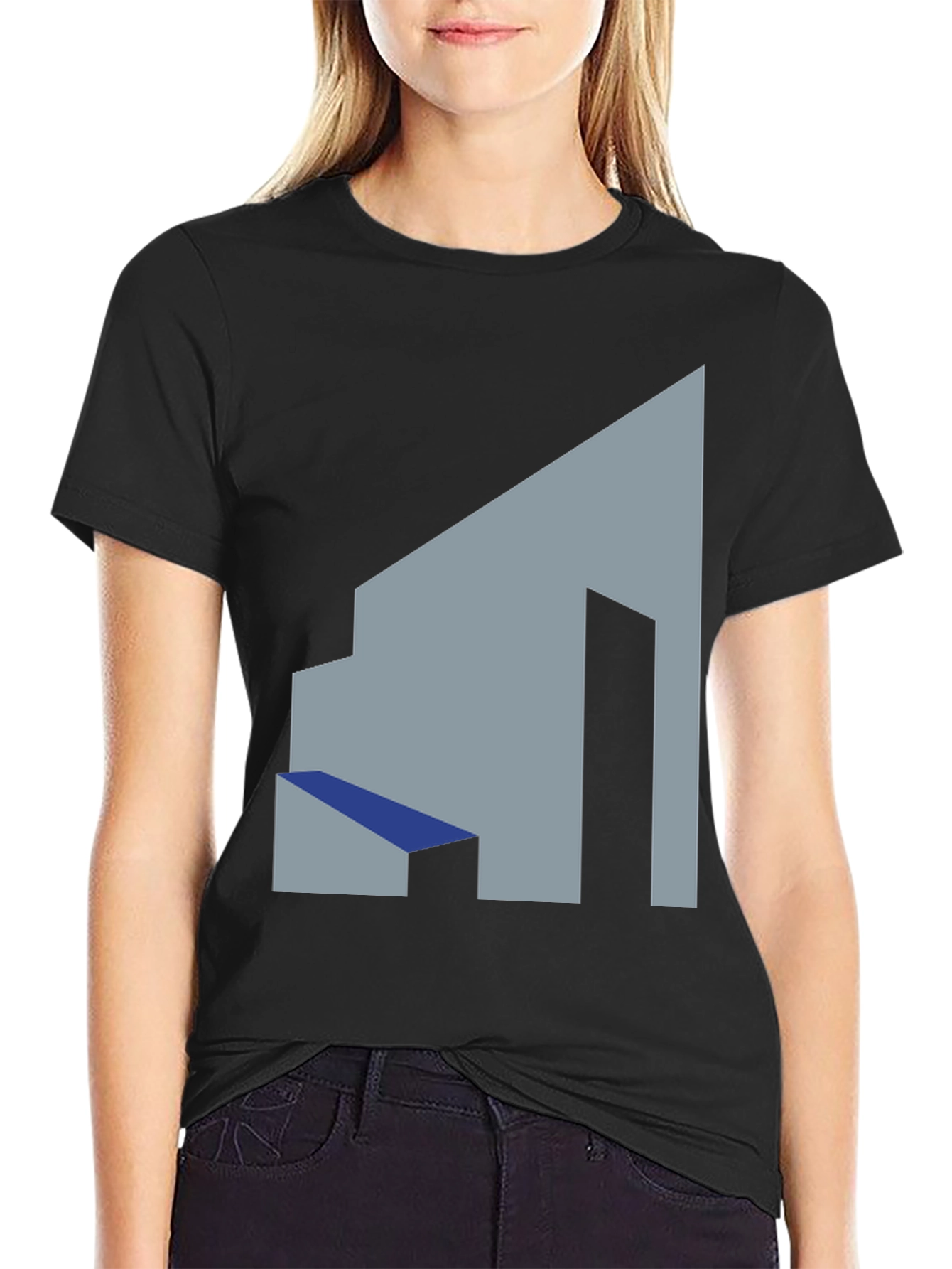 Black Abstract Building Graphic Tee - Modern Style view 2