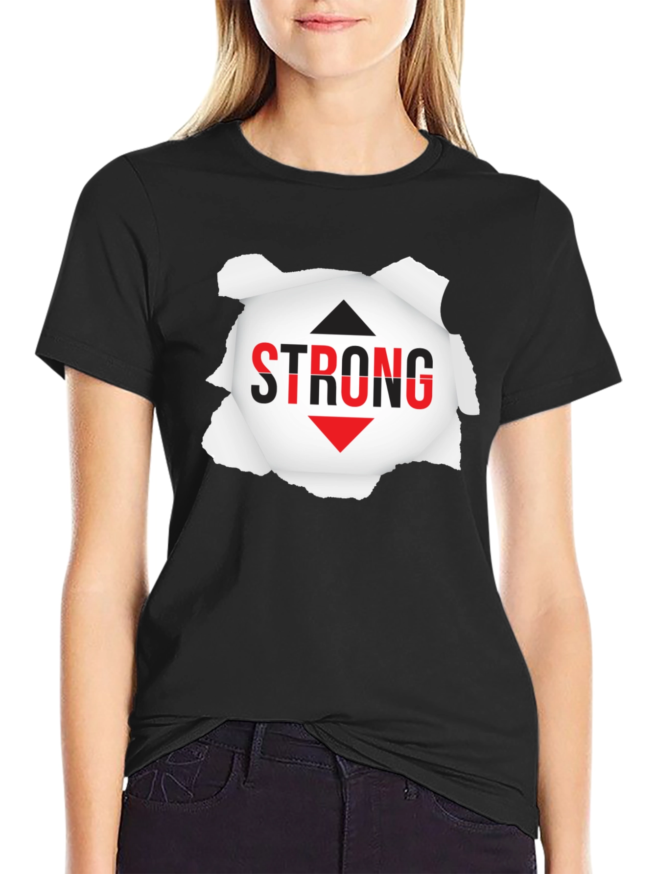 Black Strong Graphic Tee - Black Short Sleeve Shirt view 2